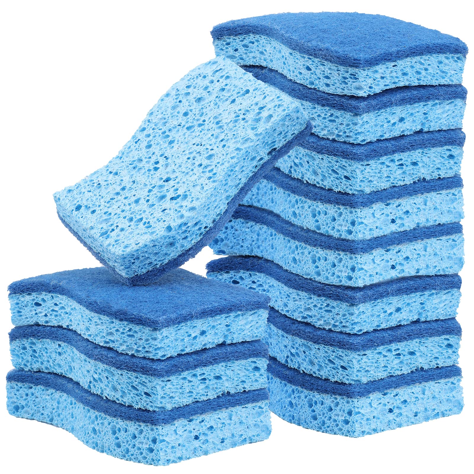 Eco-Friendly Non-Scratch Dual-Sided Dishwashing Sponges - 12 Pack Blue Cellulose Kitchen Sponges | Gentle Cleaning for Dishes, Countertops & Cookware | Biodegradable & Scratch-Free for Daily Kitchen Use