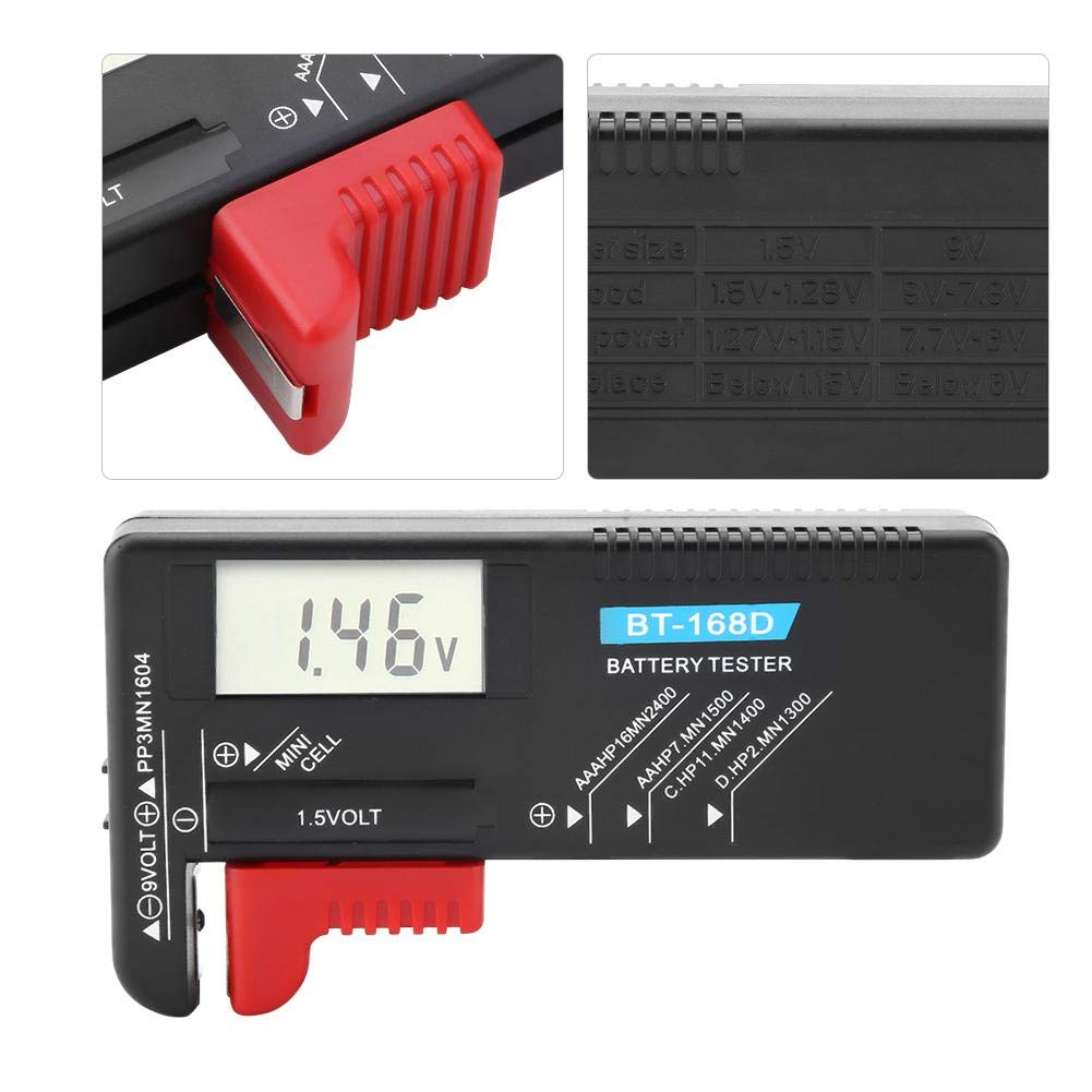 Universal Digital LCD Battery Tester for AA/AAA/C/D/9V/1.5V Button Cells - BT-168D Voltage Checker | Perfect for Home, Office & Electronics Maintenance