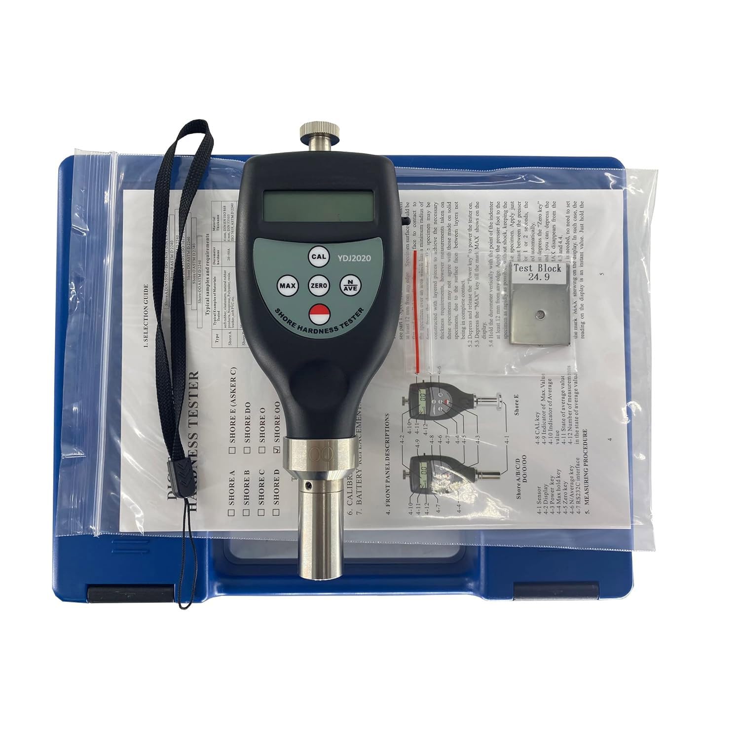 Digital Shore OO Hardness Tester Durometer - 10-90HOO Range for Soft Rubber & Elastic Materials | Portable Rubber Hardness Sclerometer for Quality Control, Manufacturing & Material Testing