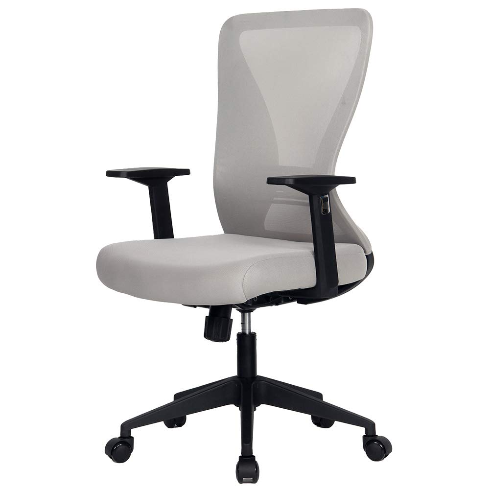 Modern Xelo Solo Mid-Back Ergonomic Office Chair - Adjustable Height Swivel Task Chair with Lumbar Support for Home & Office (Black/Gray) - Perfect for Long Work Hours, Gaming & Remote Work