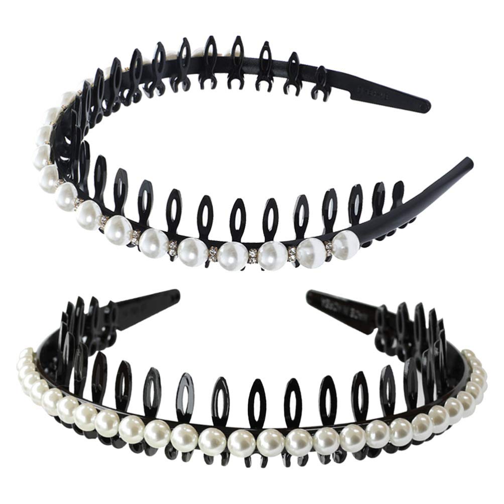 Beaupretty 2-Piece Pearl Hair Hoop Headband Set - Elegant Wedding Hair Accessories for Women, Bridal Hair Jewelry for Ceremony & Party Occasions