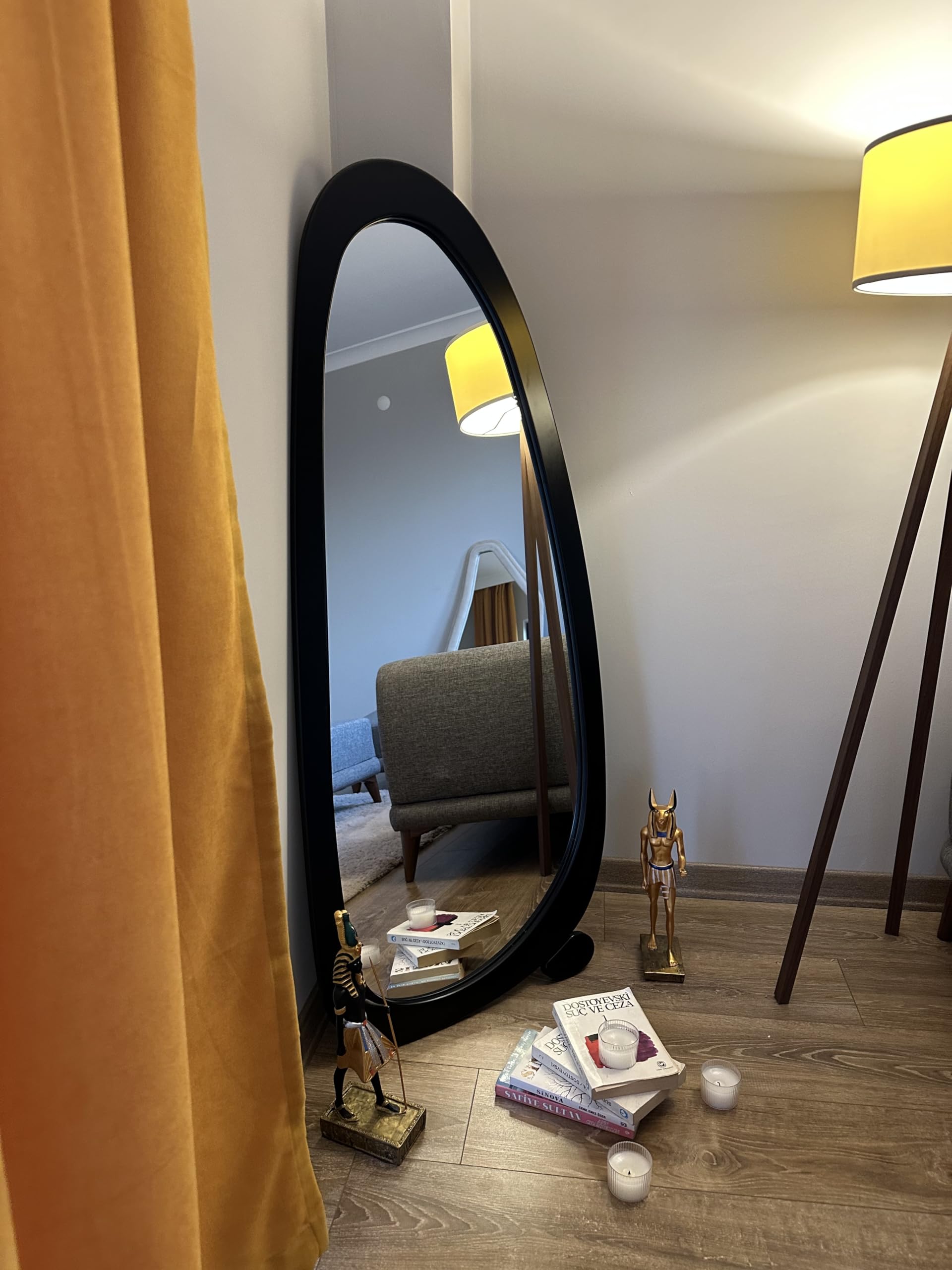 Handmade Wavy Full-Length Mirror with Unique Leg Design - 51