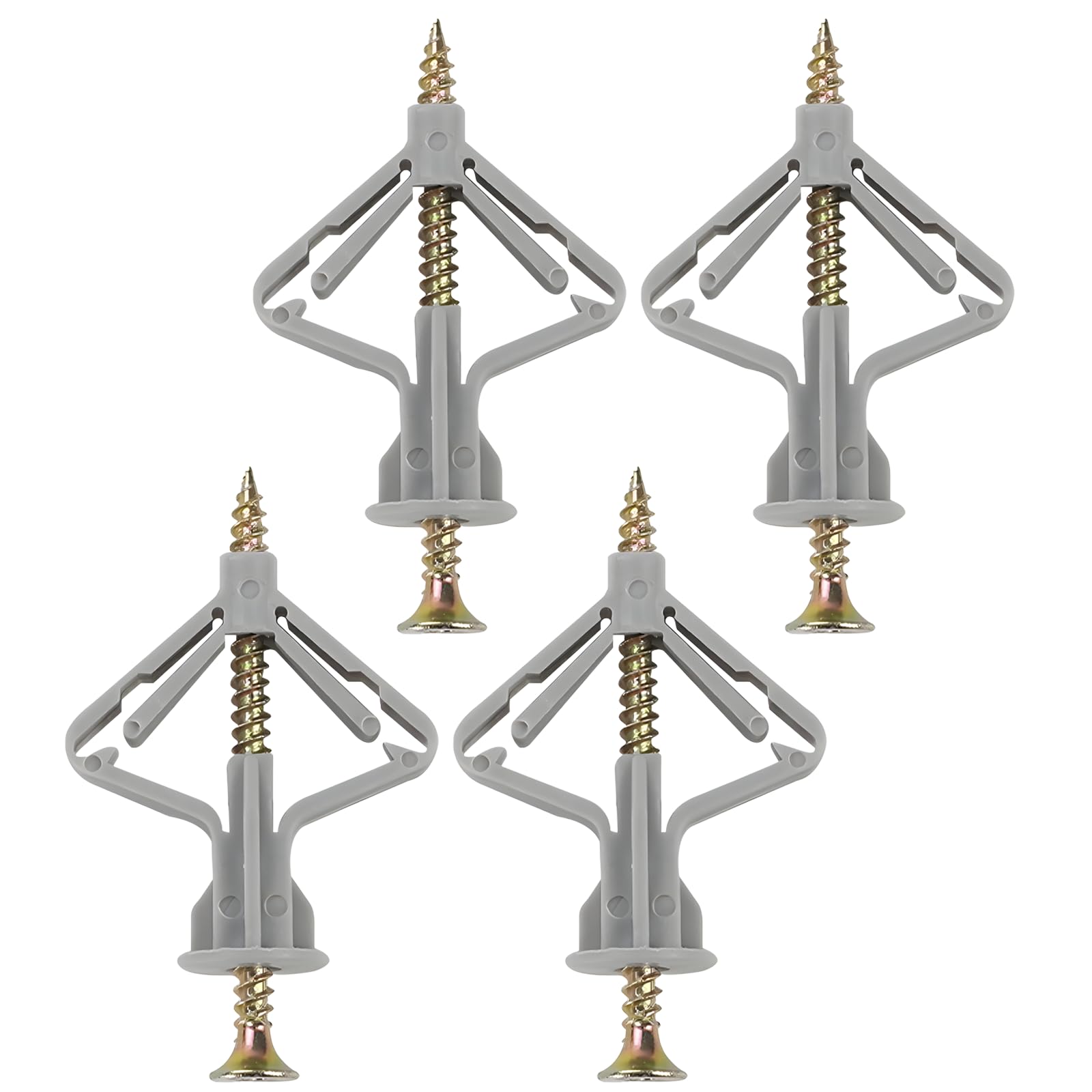 20Pcs Heavy Duty Self-Drilling Drywall Anchors with Screws - Butterfly Expansion Wall Plugs for Hollow Walls - Plastic Anchor Kit for Curtain, Plasterboard & Wall Mounting (Grey) - Perfect for Home Decor, Shelves & Picture Hanging