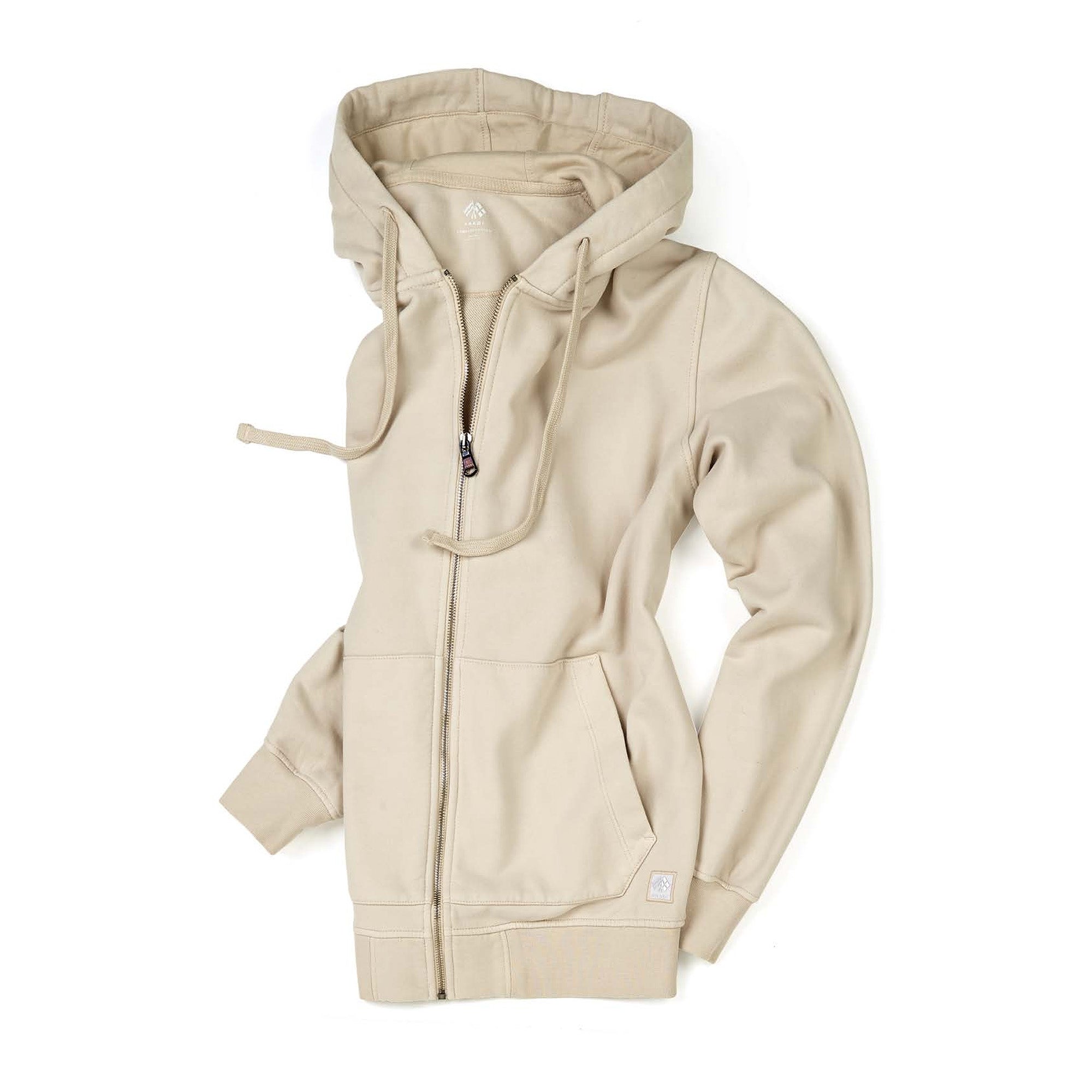 FRADI Cotton Fleece Hooded Zip Jacket for Men & Women - Soft Warm Winter Pullover with Pockets - Perfect for Outdoor Activities, Hiking, and Casual Wear (Beige)
