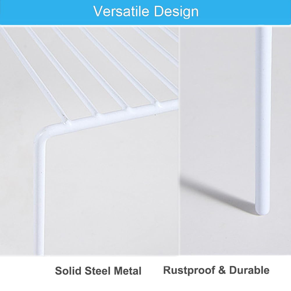 iPEGTOP Set of 6 Large 15.7 x 9.4 Inch Kitchen Cabinet Organizer Shelves - Rustproof Steel Wire Freezer Storage Rack for Dish Plates, Pantry & Cupboard Organization (White) | Space Saving Solution for Small Kitchens & Closet Storage