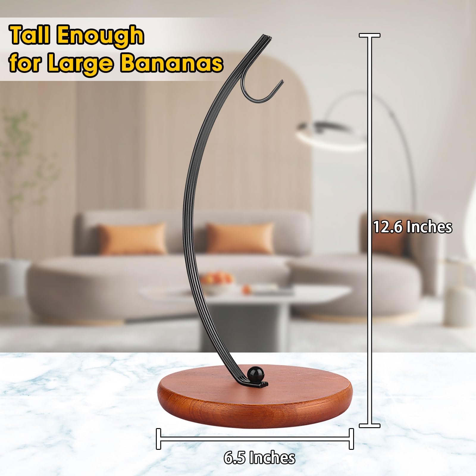 Modern Black Banana Holder Stand - Kitchen Counter Banana Hanger Hook for Fresh Fruit Storage | Perfect for Home, Office & Dorm Room Organization