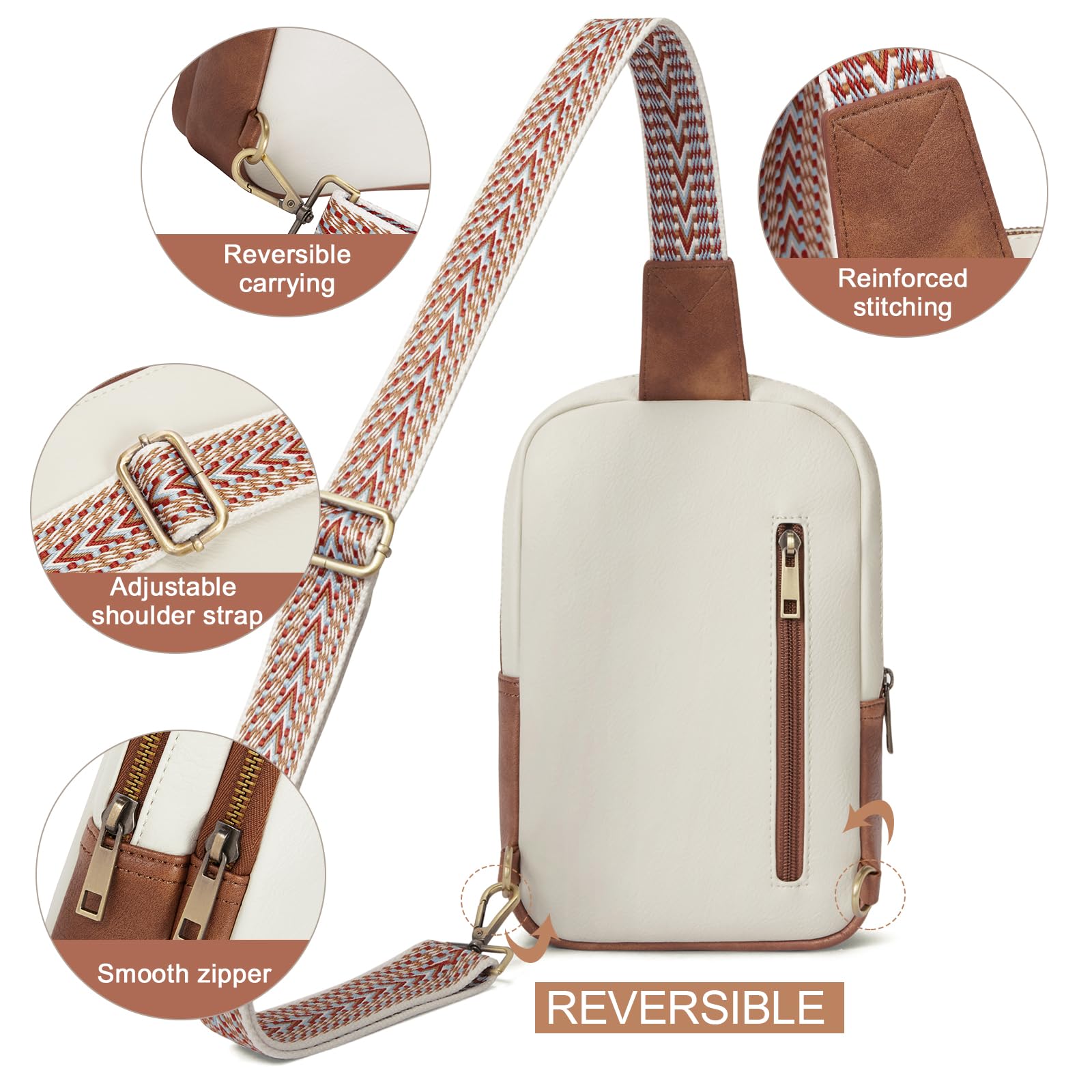 CLUCI Genuine Leather Crossbody Bag for Women - Stylish Sling Backpack Purse, Adjustable Strap, Lightweight & Durable - Perfect for Travel, Shopping & Daily Use