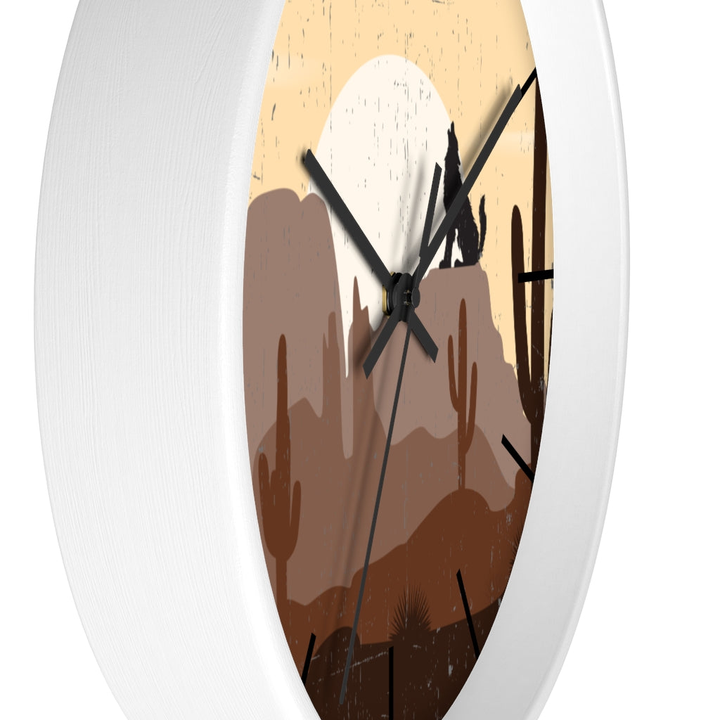 Wolf Mountain Sunrise Wall Clock - Silent Non-Ticking Battery Operated Round Clock for Living Room, Bedroom, Office & Home Decor