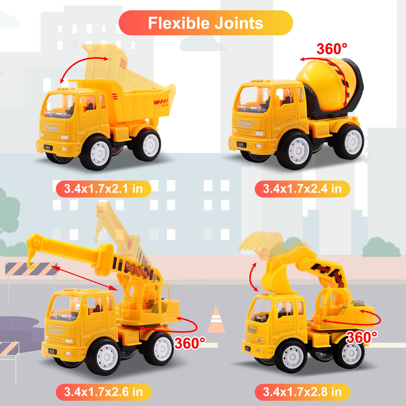 5-in-1 Construction Truck Carrier Toy Set for Toddlers - STEM Learning Vehicles for Boys & Girls Ages 1-4 (18 Months to 4 Years) - Perfect Christmas & Birthday Gift for 1 2 3 Year Old Kids | Great for Pretend Play, Sandbox Fun & Early Childhood Development