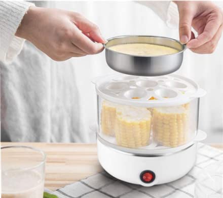 Electric Egg Cooker for Hard Boiled Eggs - 1-14 Egg Capacity, 2-Layer Multi-Function Steamer for Perfect Soft/Medium/Hard Boiled Eggs (Green) - Ideal for Breakfast, Meal Prep & Healthy Cooking