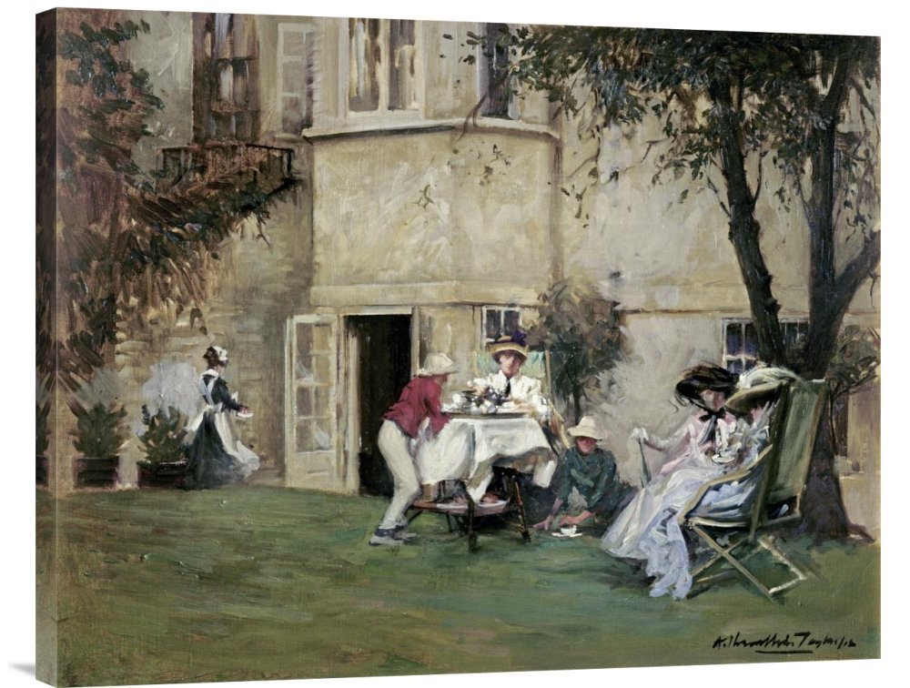 Albert Chevallier Tayler 'Tea in The Garden' Gallery Wrap Giclee Canvas Wall Art Print - Premium Home Decor for Living Room, Bedroom & Office