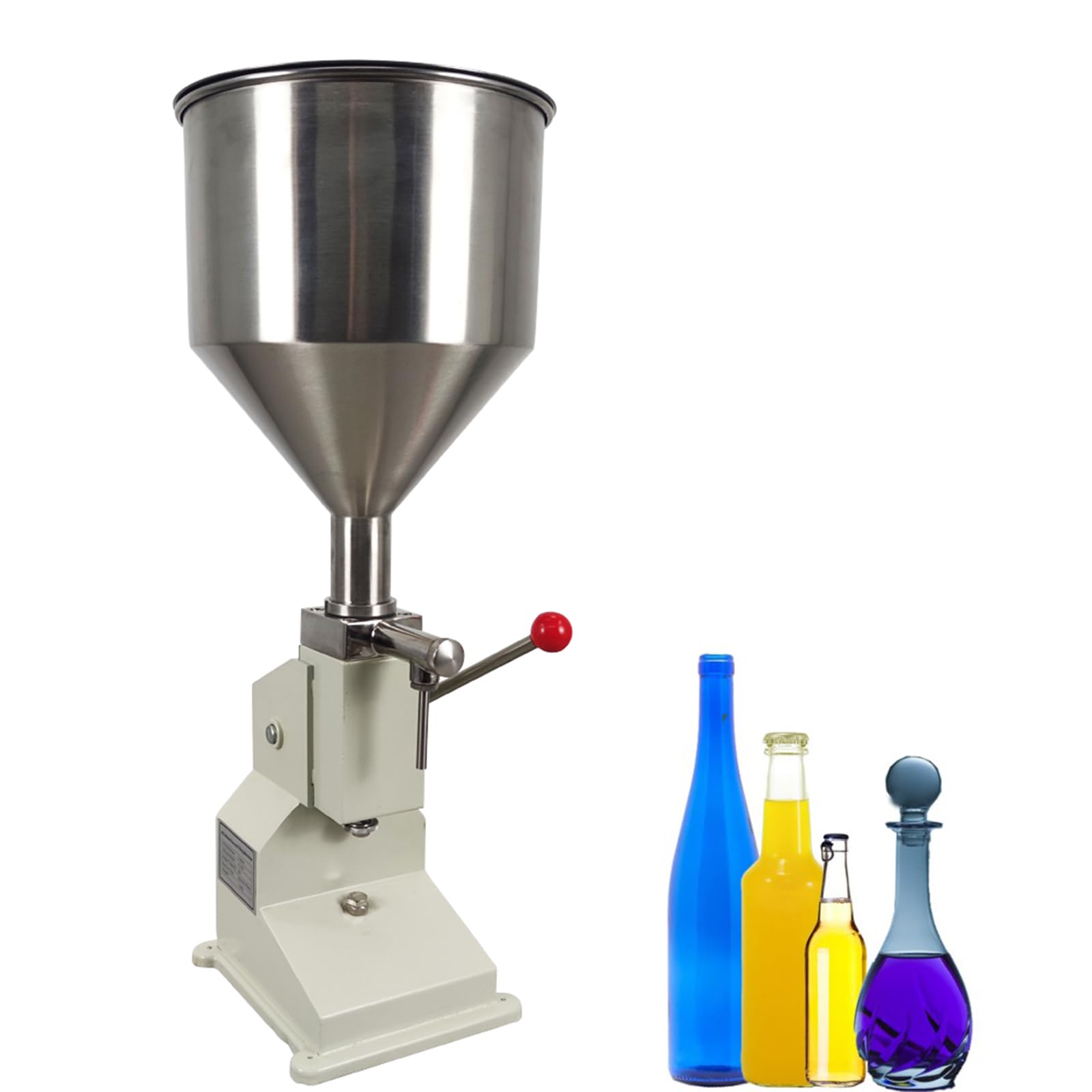 INTBUYING Manual Liquid Filling Machine - Stainless Steel 10L Hopper Bottle Filler for 5-60ml Adjustable Paste & Liquid (Ideal for Cosmetics, Essential Oils, and DIY Projects)