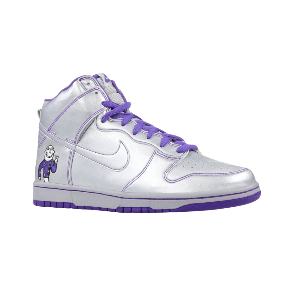 Nike SB Dunk High Dinosaur Jr. Metallic Silver Sneakers - Men's Skateboarding Shoes for Streetwear & Urban Fashion | Perfect for Skateboarding, Casual Wear & Sneaker Collectors