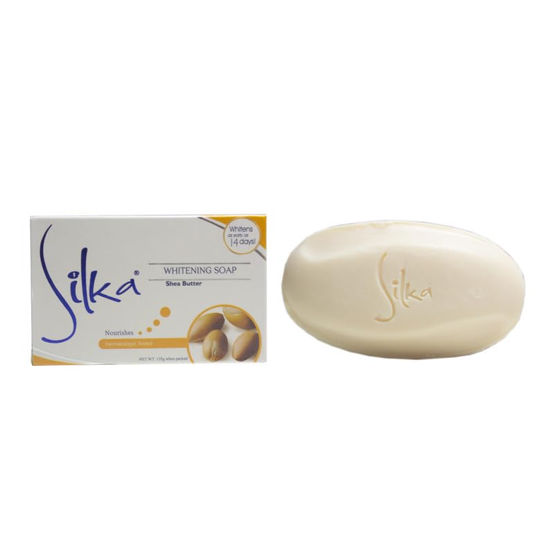 Silka Shea Butter Whitening Soap - Natural Skin Lightening & Brightening Bar for Face & Body - Pack of 1 - Perfect for Daily Skincare Routine & Dark Spot Treatment