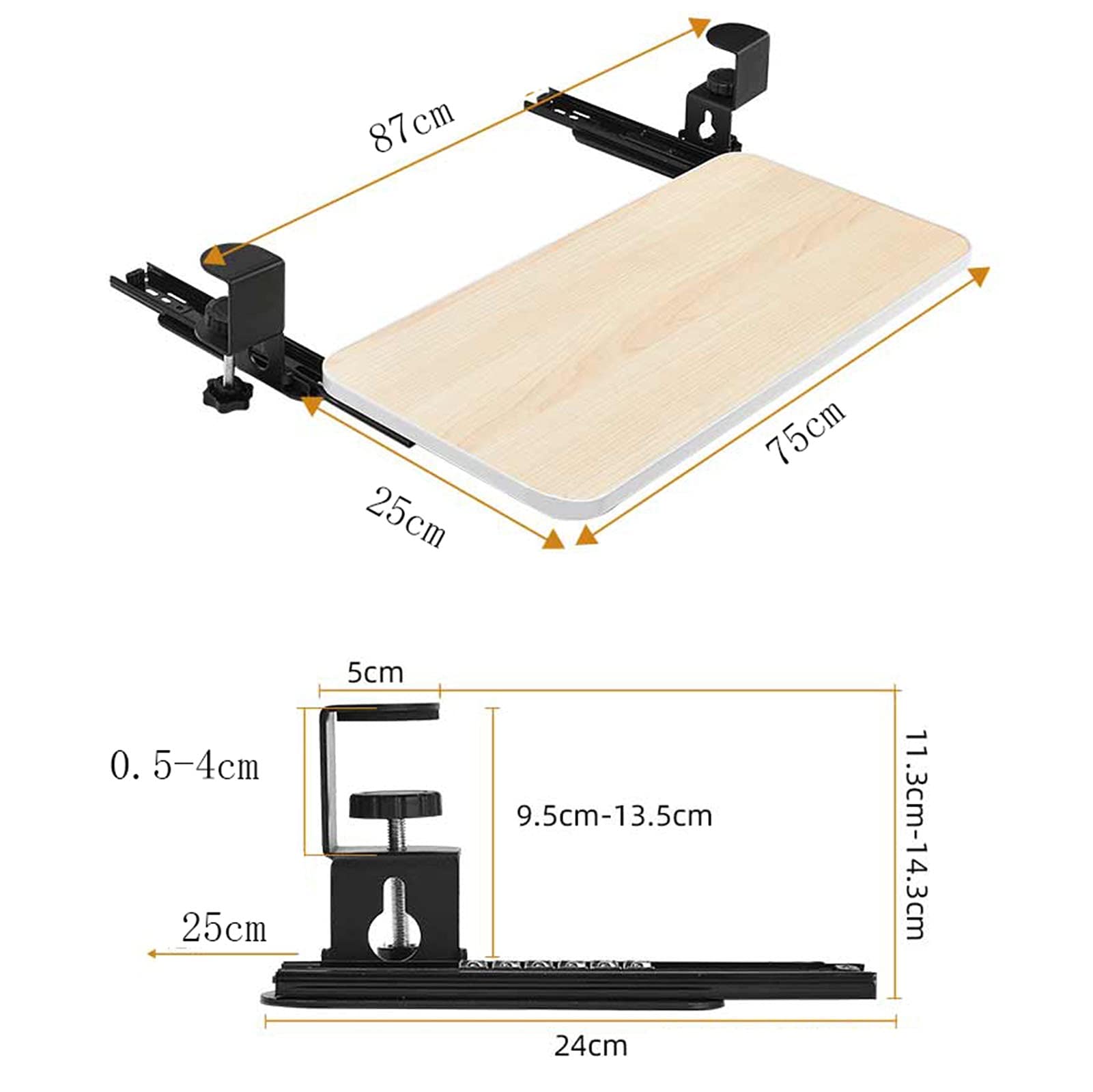 Ergonomic Large Under Desk Keyboard Tray - Extra Sturdy C Clamp Pull-Out Drawer, Retractable Slide-Out Computer Platform for Typing and Office Work (Black) - Perfect for Home Office, Gaming Setup, and Workspace Organization