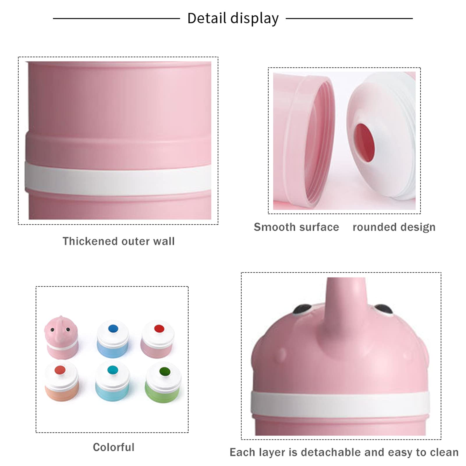 Portable 3-Layer Formula Dispenser & Milk Powder Container - Large Capacity Baby Formula Storage Box, Snack Organizer for Travel & Home Use (Pink) - Perfect for Diaper Bags, Nursery & On-the-Go Feeding