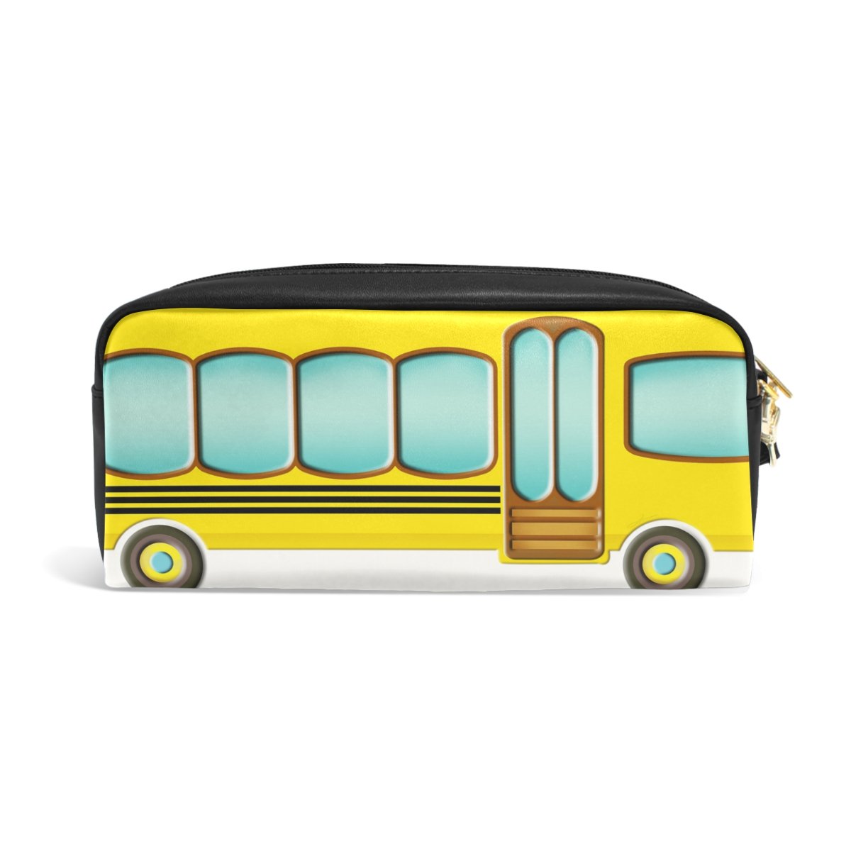 **Yellow Kids Pencil Case with Zipper - School Student Bus Design Pen Pouch Holder for Boys & Girls - Perfect for School Supplies, Art Storage & Travel Organization**