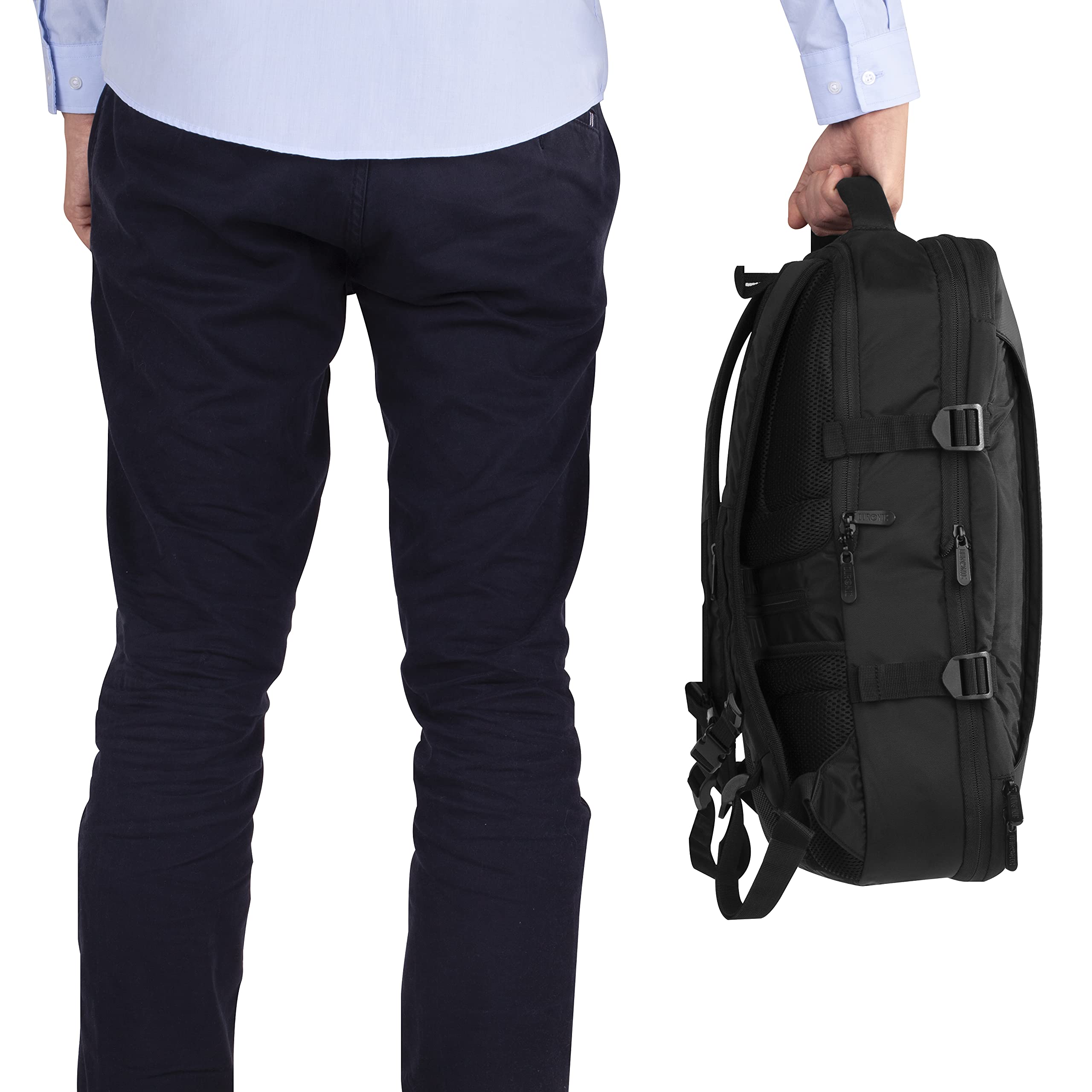 Duronic LB25 Underseat Carry-On Cabin Bag with Laptop Sleeve - Lightweight Travel Backpack & Hand Luggage for Airplanes (Fits United Airlines, Emirates, EasyJet, Virgin Atlantic) - Perfect for Business Trips, Weekend Getaways & Overnight Flights