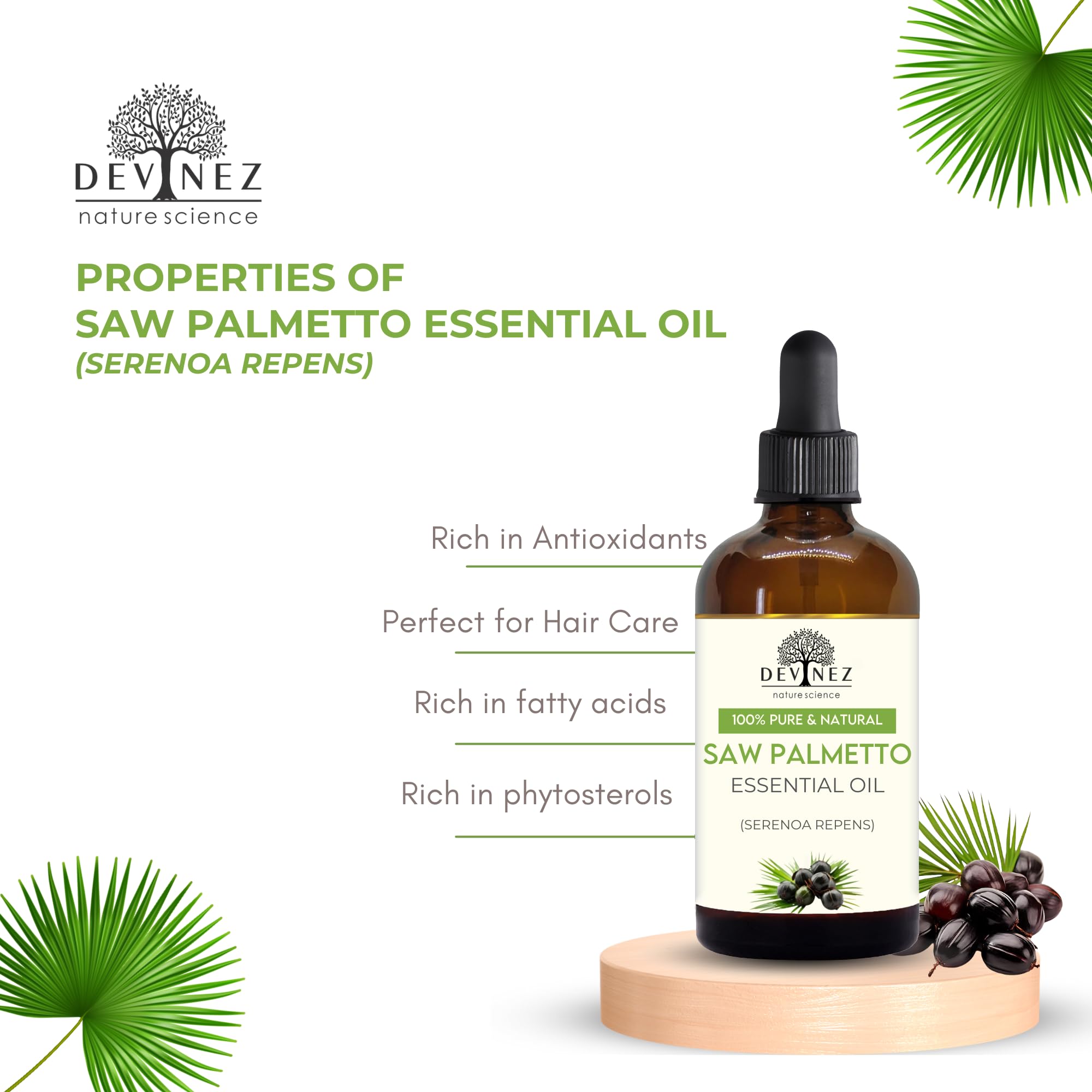 **Serenoa Repens (Saw Palmetto) Oil for Hair Growth - 100% Pure & Natural, 10ml | Therapeutic Grade Essential Oil in Amber Glass Bottle | Promotes Thicker Hair & Scalp Health | Perfect for Diffusers, Haircare & Skincare Routine**    *(Use for aromatherapy, scalp massages, DIY haircare blends, or as a natural skincare moisturizer.)*