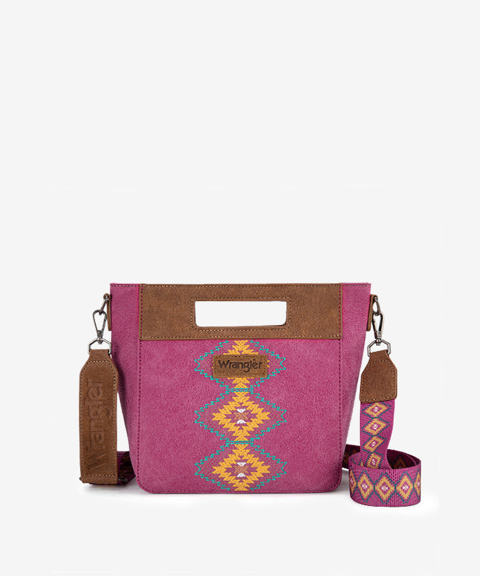Wrangler Aztec Embroidered Crossbody Bag for Women - Stylish Boho Purse with Adjustable Strap, Perfect for Travel, Shopping & Daily Use