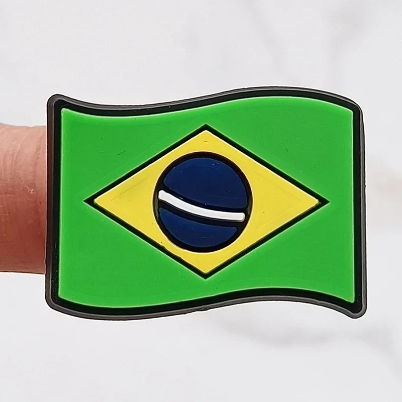 1Pcs Flag Icon PVC Shoe Charms - Decorative Sandals Accessories for Clogs & Buckle Shoes - Fun Kids Party Favors & Gift Ideas - Perfect for Beach Outfits, Summer Fashion & Costume Parties