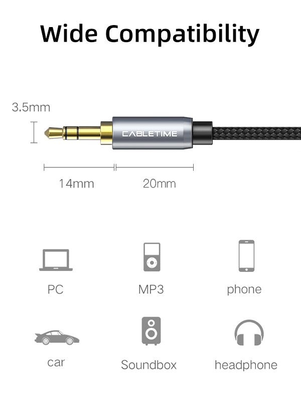 3.5mm Male to Female Aux Audio Extension Cable - 6ft Stereo Headphone Jack Cord for Speakers, Headphones, Car Audio & Home Theater Systems