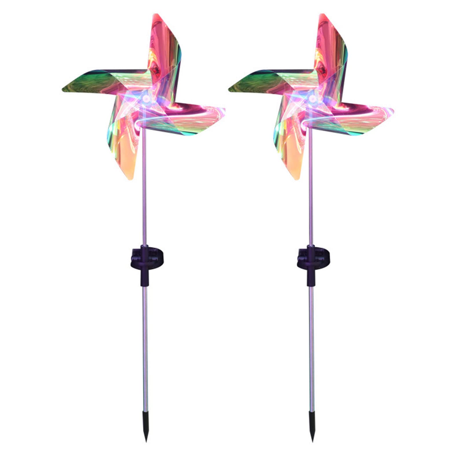 Dysetcs 2-Pack Solar Wind Spinner Lights - Color Changing Waterproof Garden Decor for Lawn, Yard & Parties | Outdoor Landscape Stake Lights with Solar Panel for Nighttime Decoration