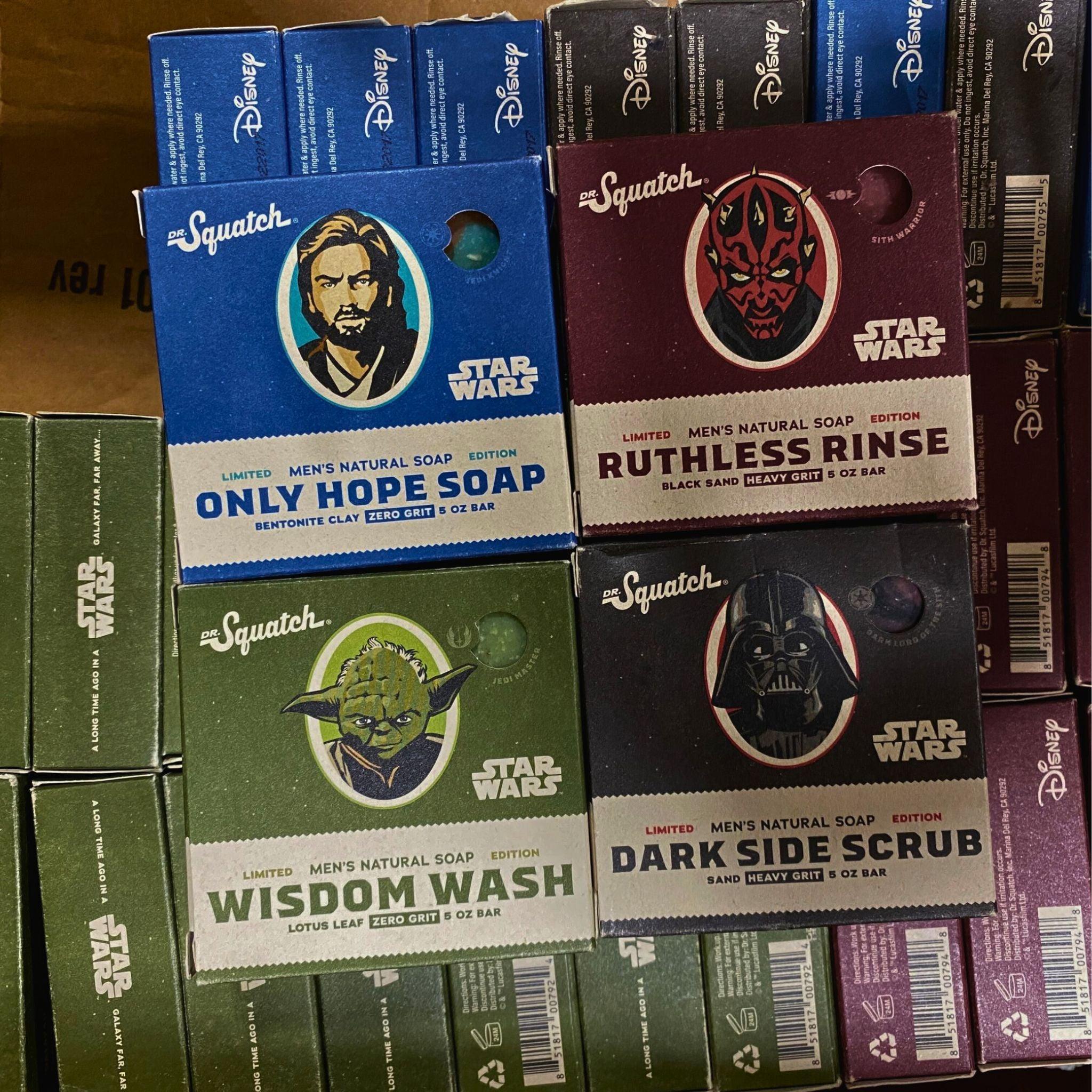 Dr. Squatch Star Wars Limited Edition Men's Natural Soap Bar - 5oz (Pack of 45) | Luke Skywalker & Darth Vader Themed | Perfect for Star Wars Fans, Gifts & Collectors - Great for Shower, Bath & Display