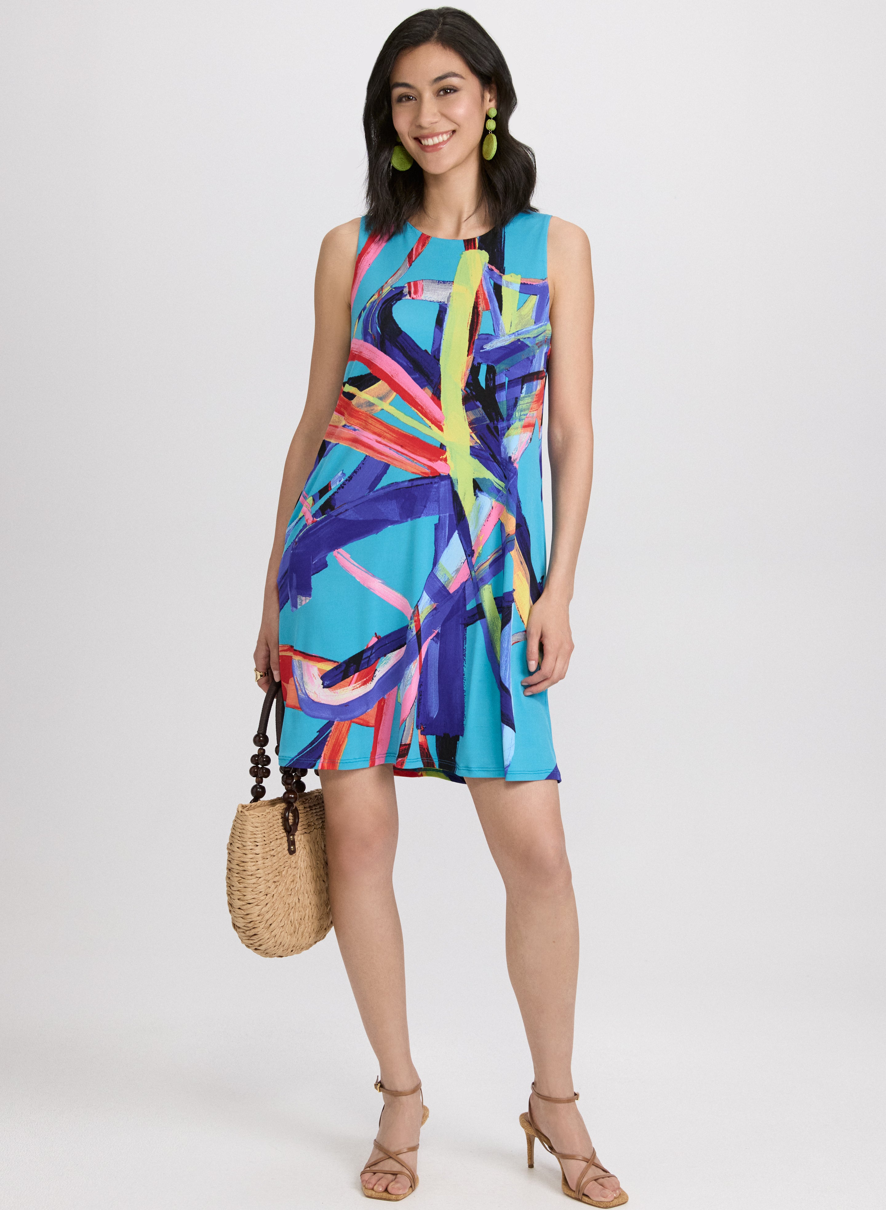 Abstract A-Line Dress for Women - Elegant Flowy Midi Dress for Casual, Office & Party Wear | Perfect for Summer, Weddings & Special Occasions