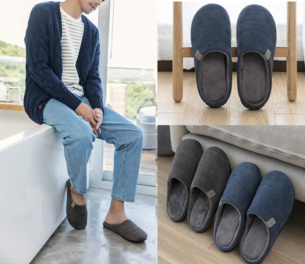 Happy Lily Men's Slip-On Slippers - Anti-Slip Memory Foam House Shoes with Arch Support - Comfortable Indoor/Outdoor Mule Sandals for Winter, Lounge & Home Use