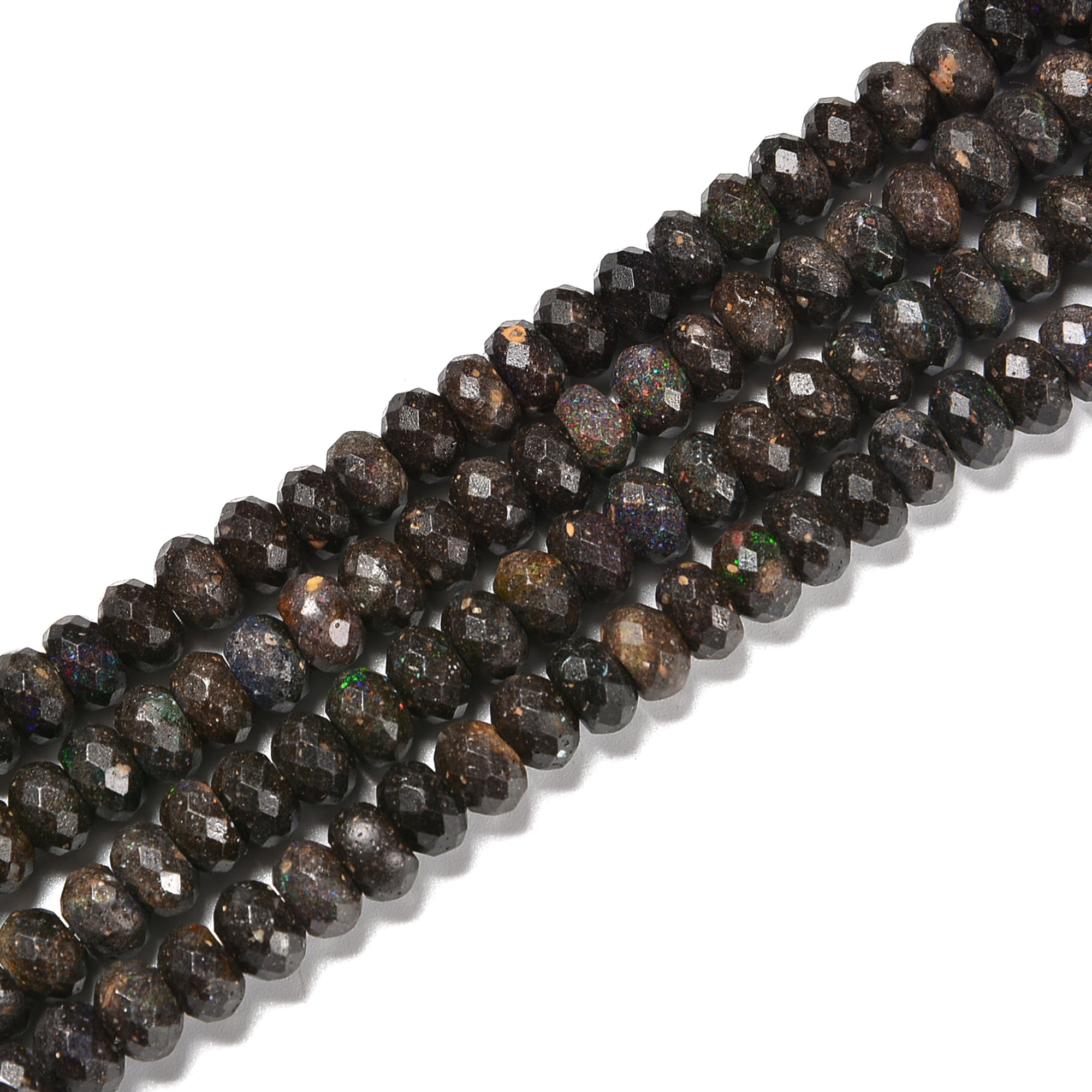 Genuine Black Opal Faceted Rondelle Beads - 4x6mm & 5x8mm Sizes - 15.5'' Strand - Perfect for Jewelry Making, DIY Crafts, and Beading Projects