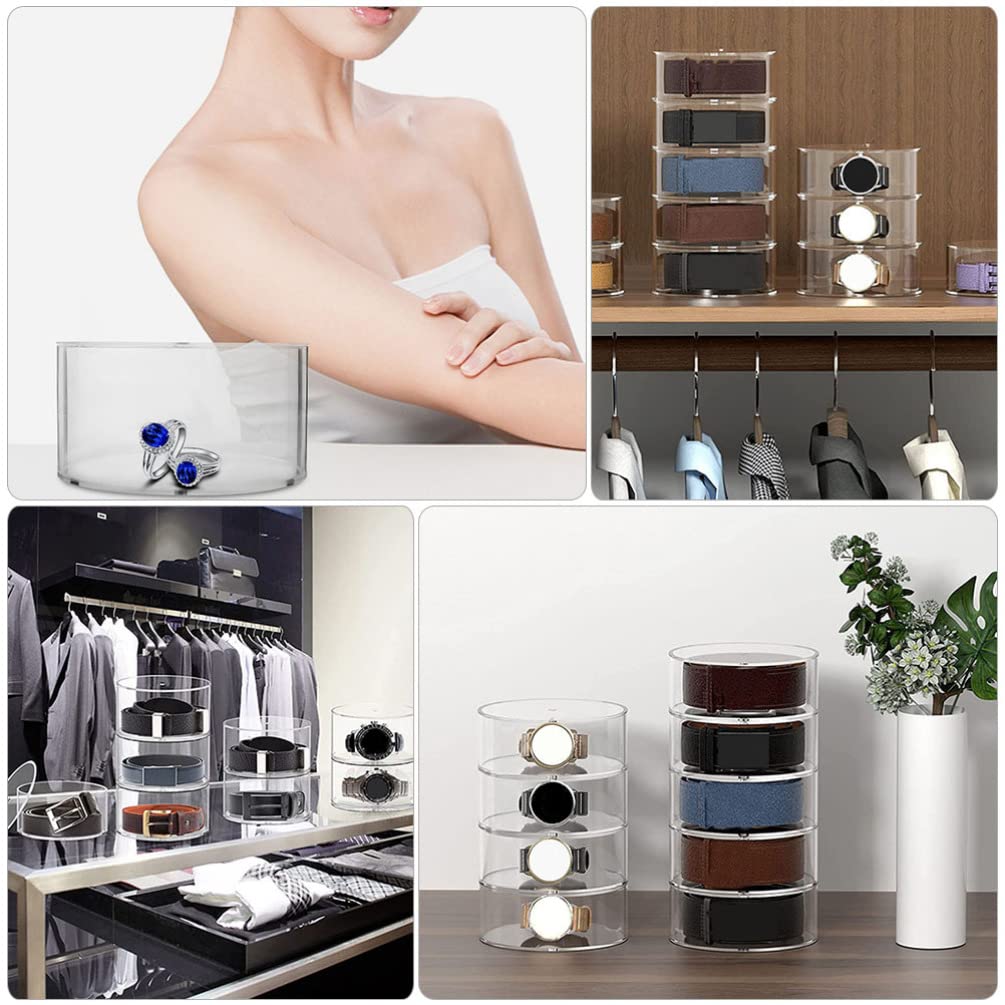 Zerodeko Clear Acrylic Belt Display Box - Makeup & Jewelry Organizer for Vanity, Desk, Closet, Purse - Transparent Storage Container for Accessories, Watches & Cosmetics | Perfect for Home, Office & Travel Organization