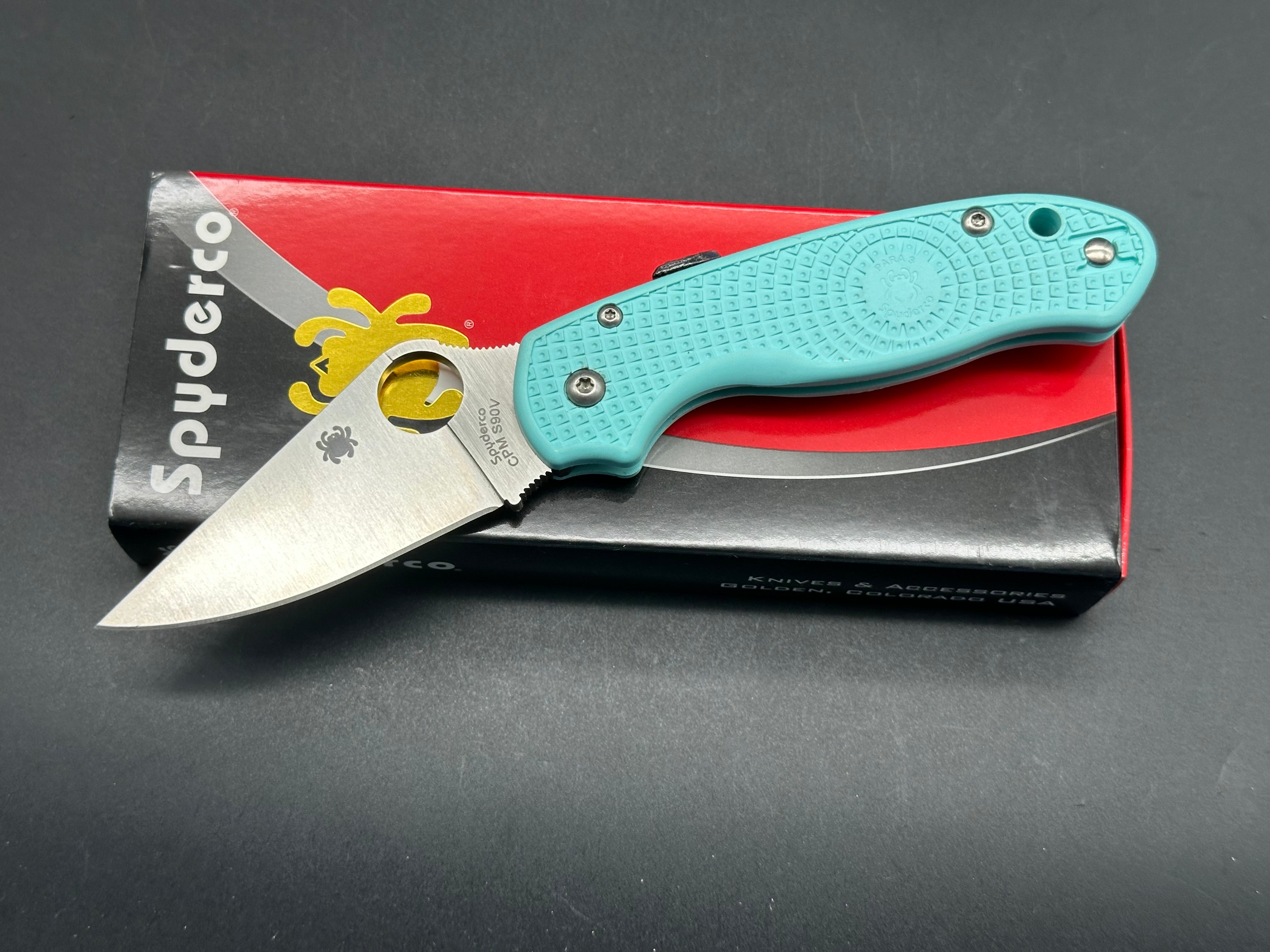 Spyderco Para 3 Lightweight Folding Knife - Teal FRN Handle with CPM S90V Steel Blade - Perfect for EDC, Outdoor Adventures & Tactical Use