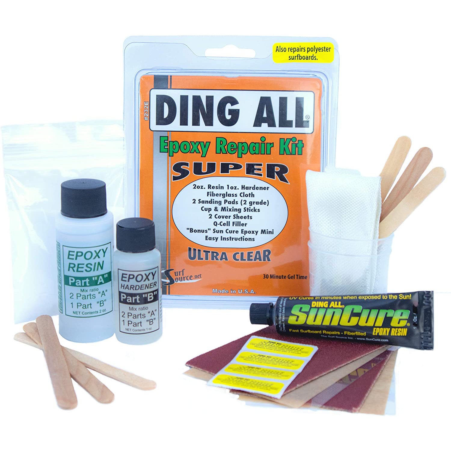 Ding All SUPER Epoxy Repair Kit - Professional Ding & Dent Repair Solution for Cars, Boats, Surfboards | Quick Fix for Auto Body, Marine & Sports Equipment