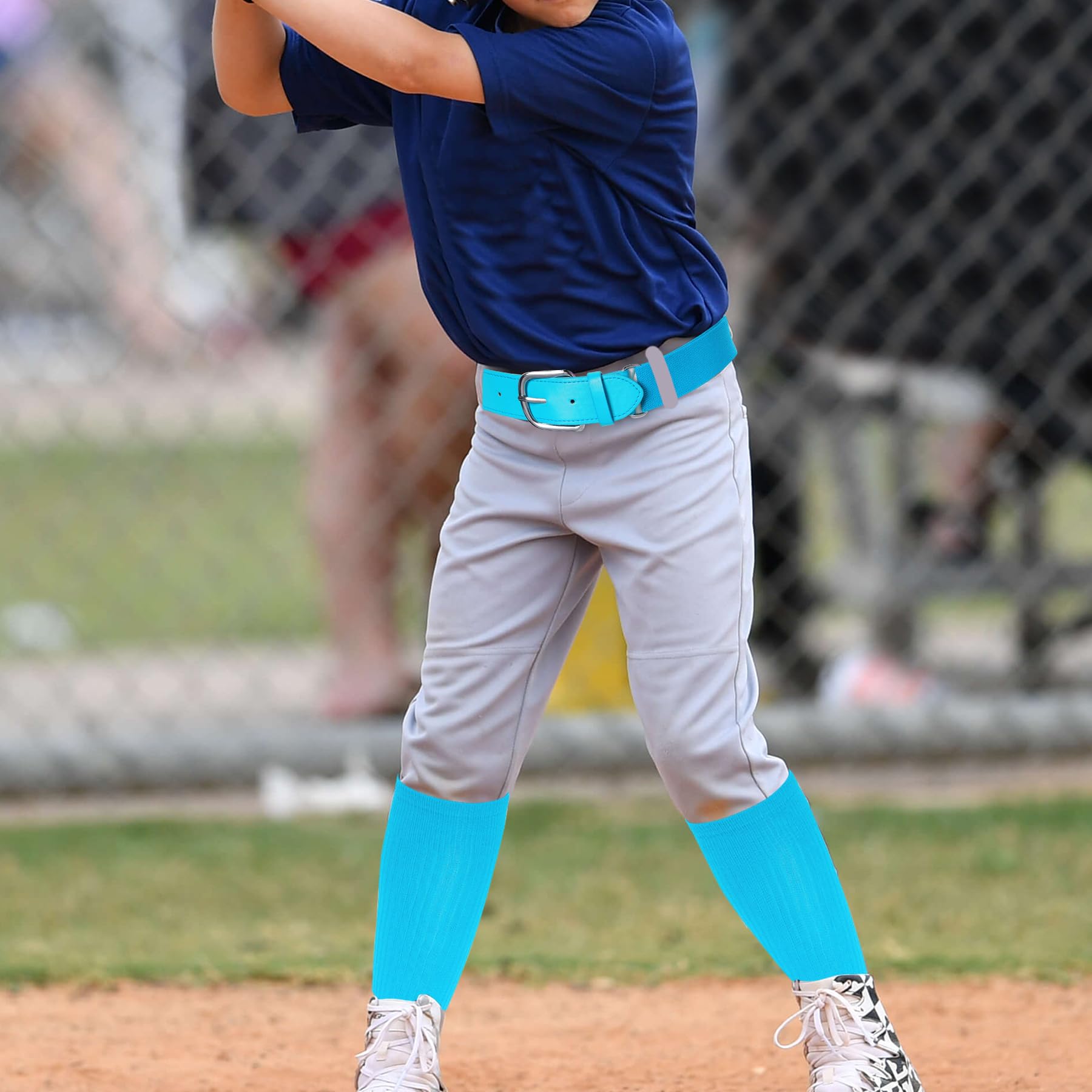 Youth Baseball Socks & Belt Set for Boys & Girls - Elastic Waist Softball Belt - Perfect for Little League Games & Practice Sessions