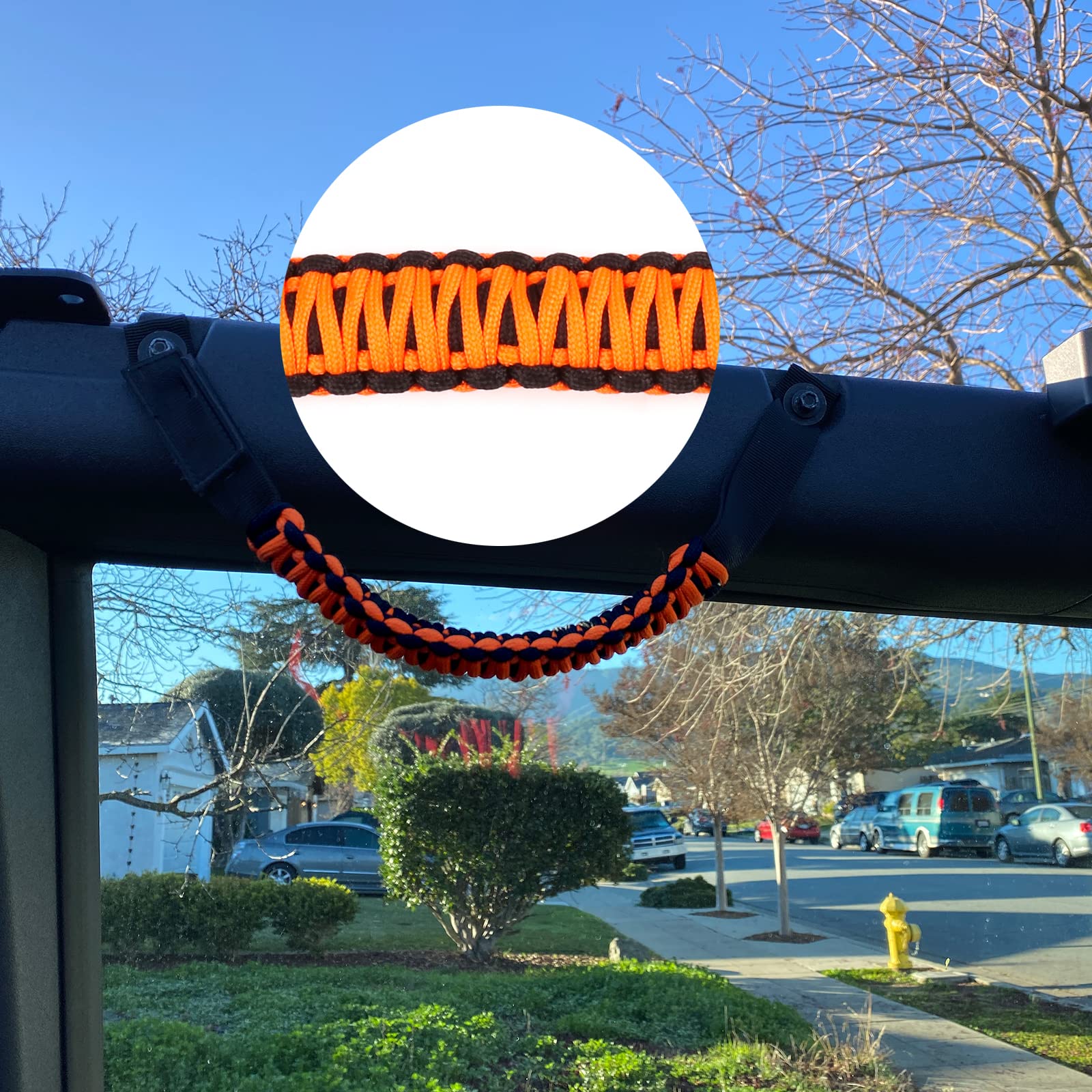 Premium Paracord Roll Bar Grab Handles for 2021-2022 Ford Bronco - Interior Accessories (Orange, 4Pcs) - Off-Road Adventure & Daily Driving Upgrade