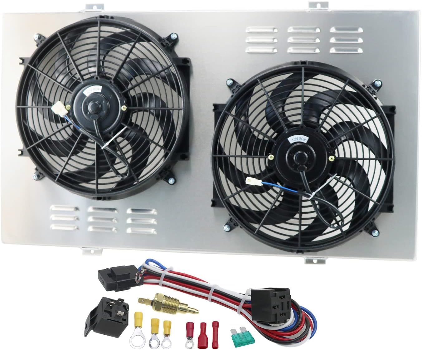Aluminum Radiator Shroud with Electric Fan for 1988-2000 Chevy C/K 1500 2500 3500 & GMC Pickup Trucks 7.4L V8 - Direct Fit Replacement Cooling System Upgrade for 1989-1999 Models - Perfect for Off-Roading, Towing & High-Performance Use