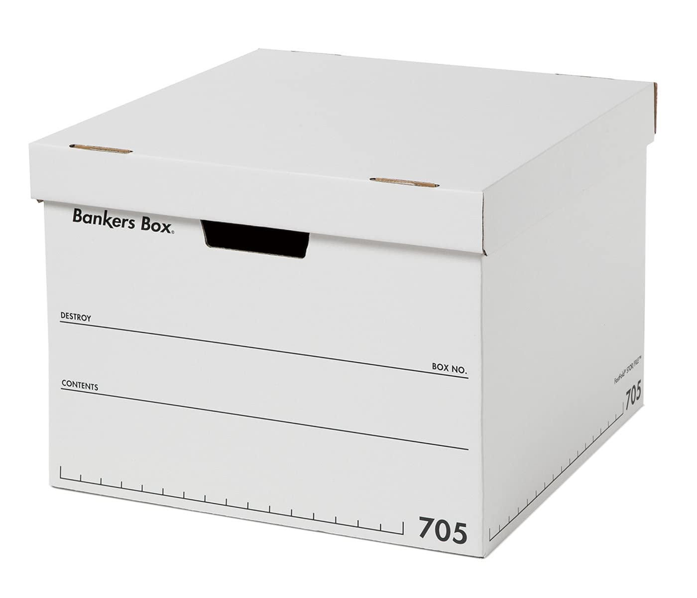 Fellowes 101010101 Bankers Box Set of 3 - Large Storage Box with Lid in White/Black (705) - Perfect for Office Organization, Document Storage & Home Filing Solutions