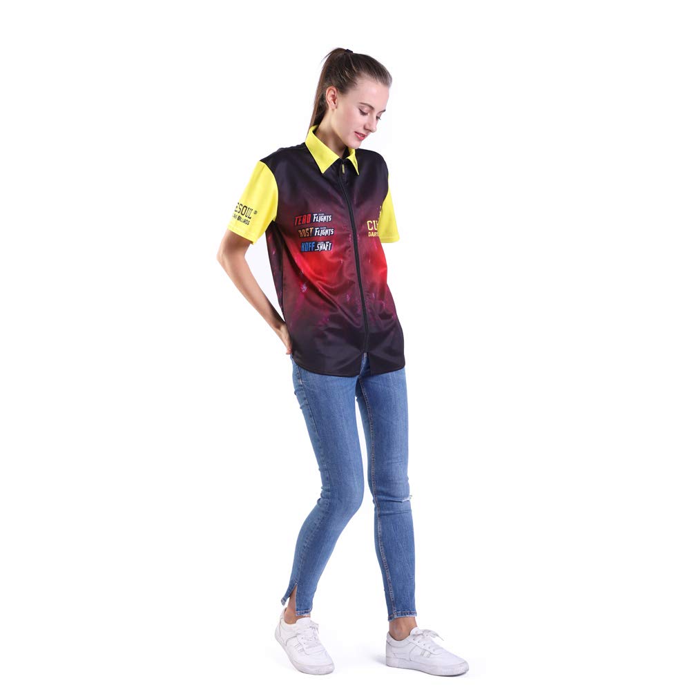 **CUESOUL Men's & Women's Short Sleeve Casual Shirt - Breathable Athletic Dart Shirt for Professional Players | Perfect for Dart Tournaments & Casual Wear**