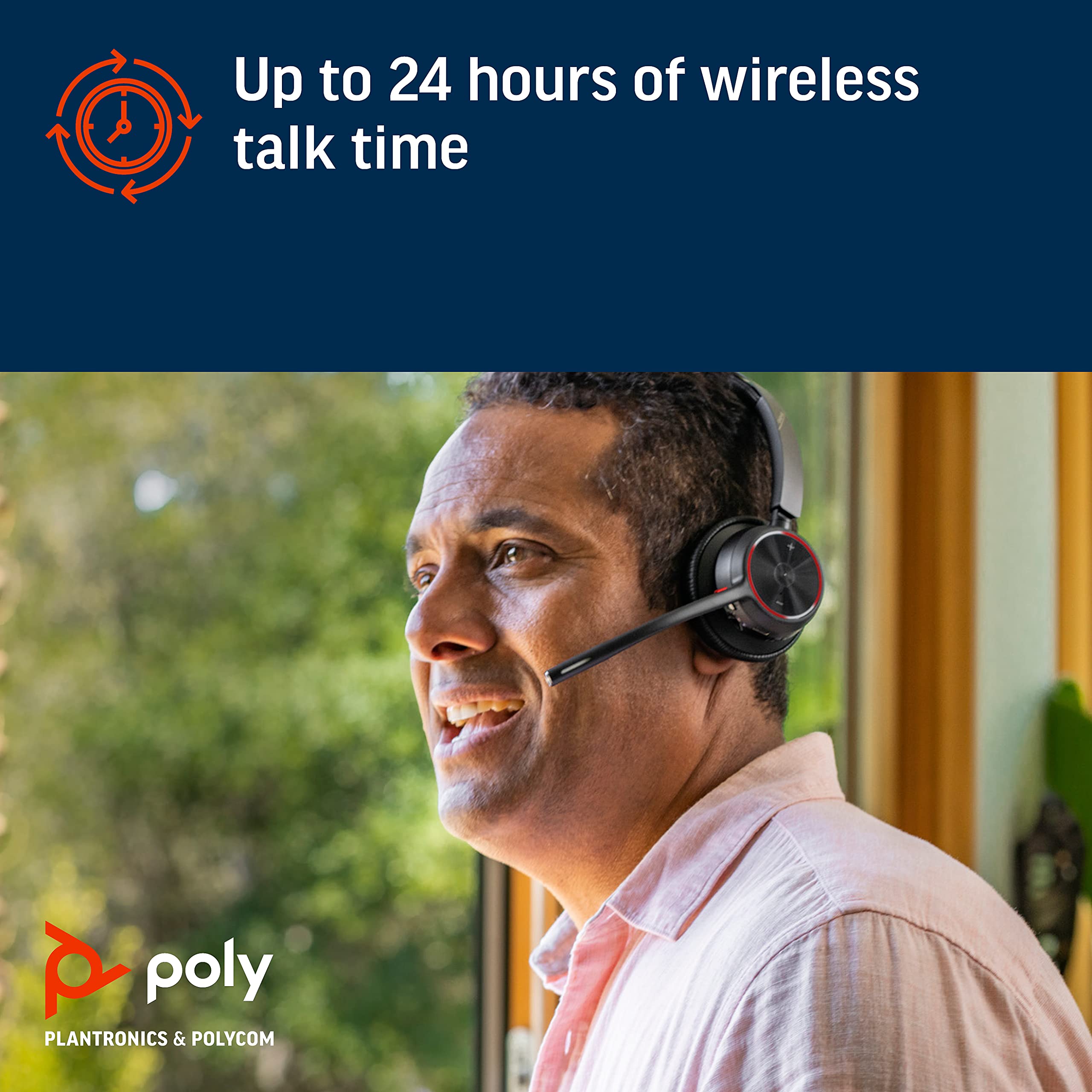 Plantronics Voyager 4320 UC Wireless Headset with Boom Mic - Bluetooth/USB-A Headphones for PC, Mac & Mobile - Compatible with Teams, Zoom, Skype - Perfect for Remote Work, Online Meetings & Call Centers