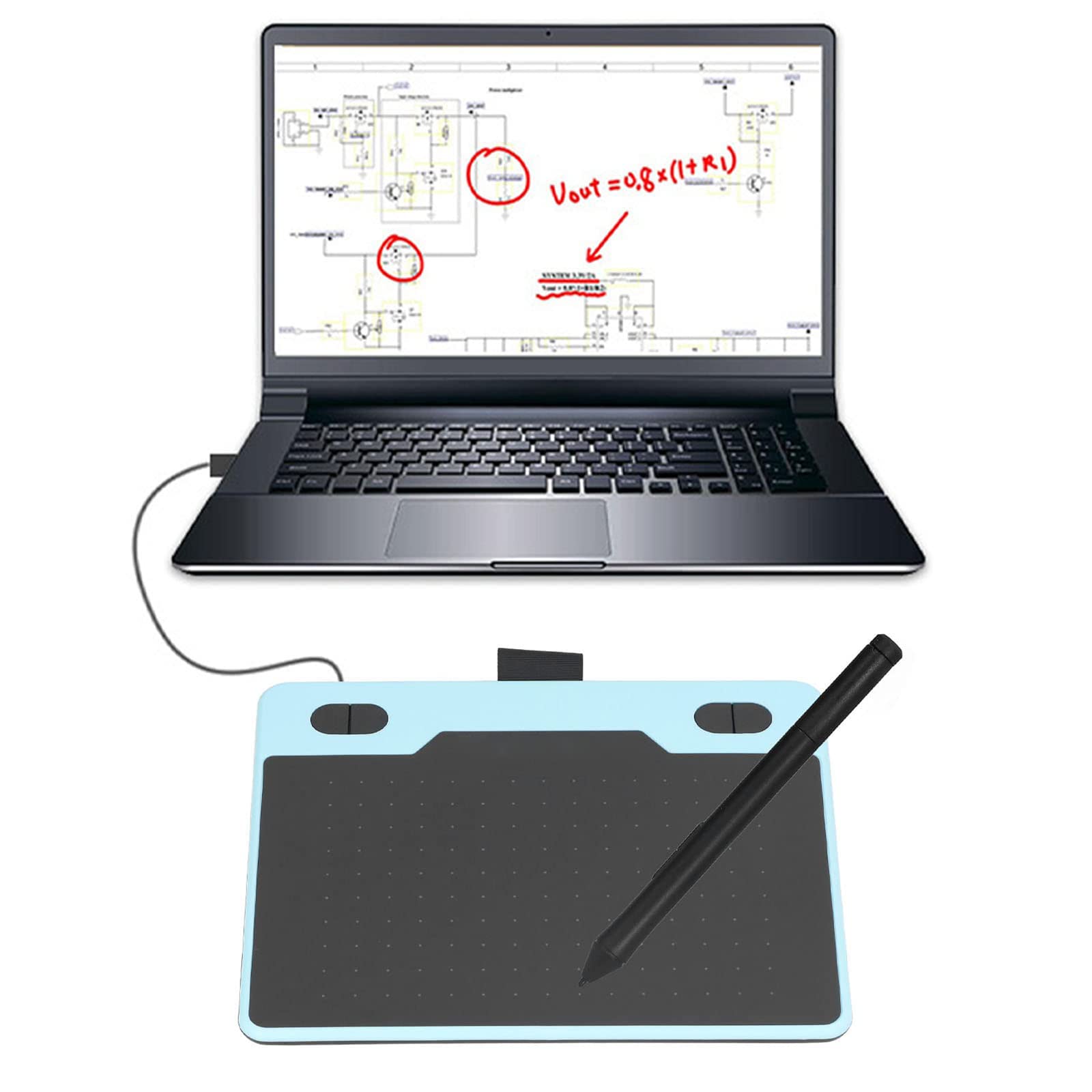 Professional Portable Electronic Graphics Tablet with 8192 Battery-Free Passive Rechargeable Pen, 233/s Reading Speed - Ideal for Notebook, Tablet & Mobile Phone - Perfect for Digital Art, Design & Online Teaching