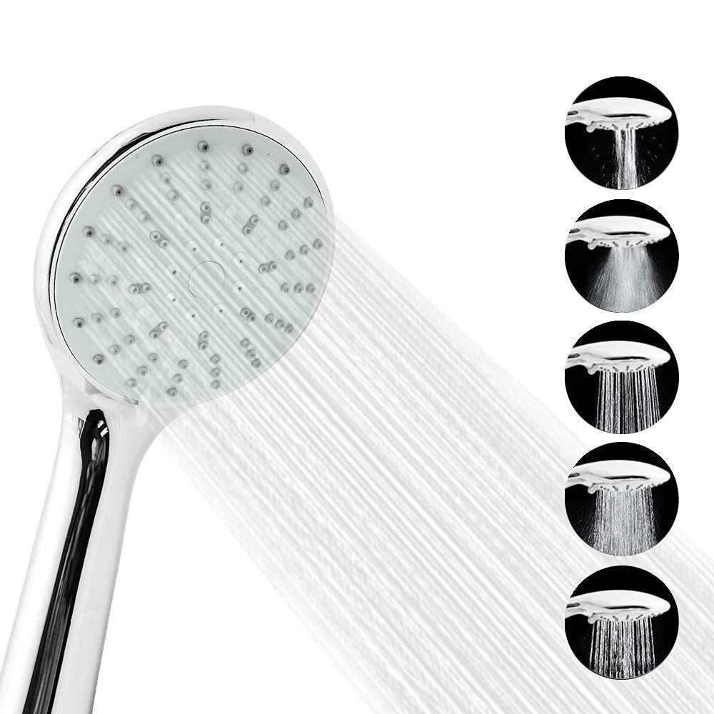 5-Mode Wall Mounted Rainfall Shower Head - ABS Chrome Finish Water Saving Shower Nozzle with High Pressure Spray for Luxurious Bathroom Experience | Perfect for Home, Hotel & Spa Use