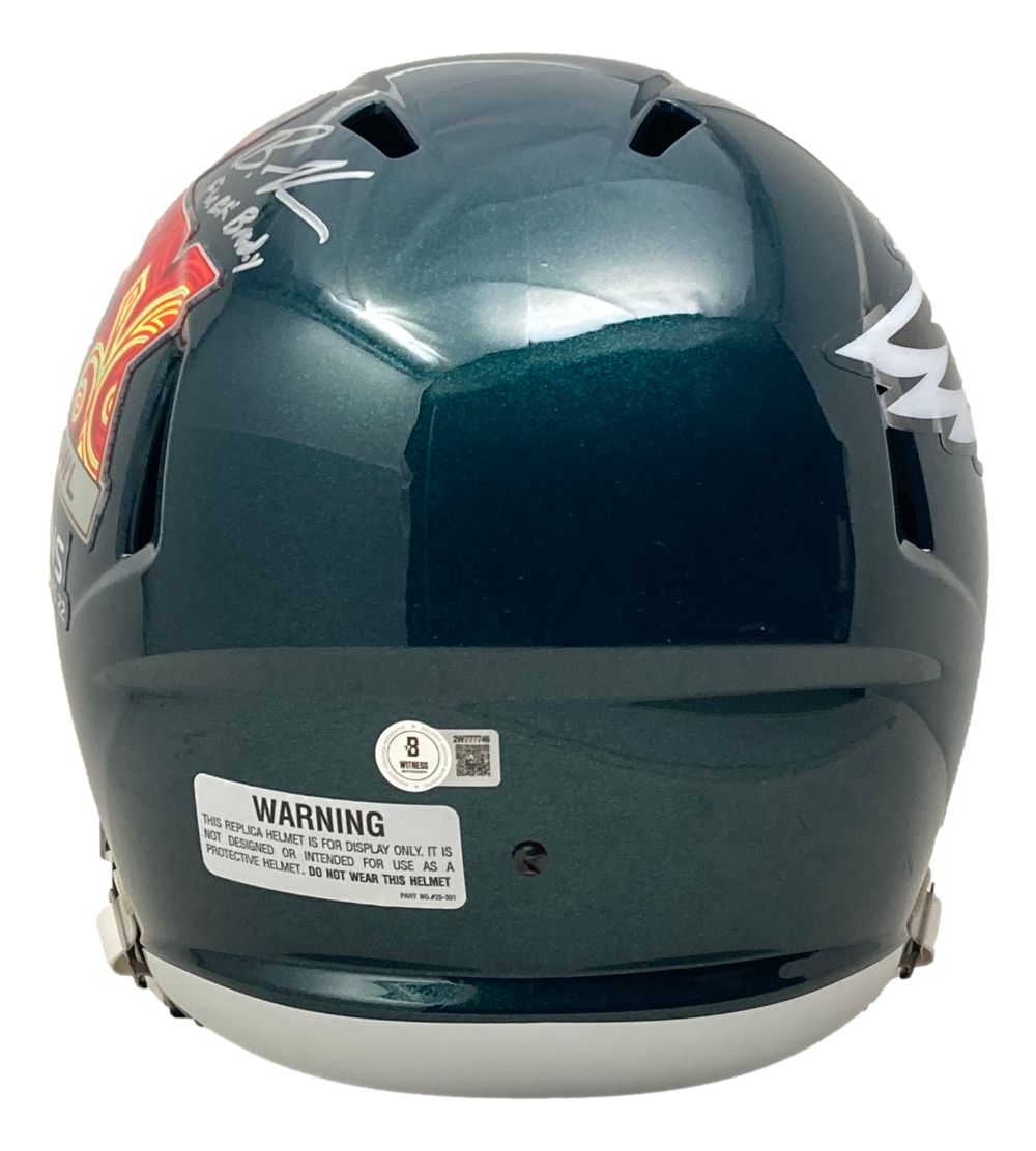 B Graham M Williams Signed Full Size SB59 LIX Replica Helmet with Tom Brady & Patrick Mahomes - Display Case Included - Perfect for Sports Memorabilia Collectors and Chiefs/Buccaneers Fans