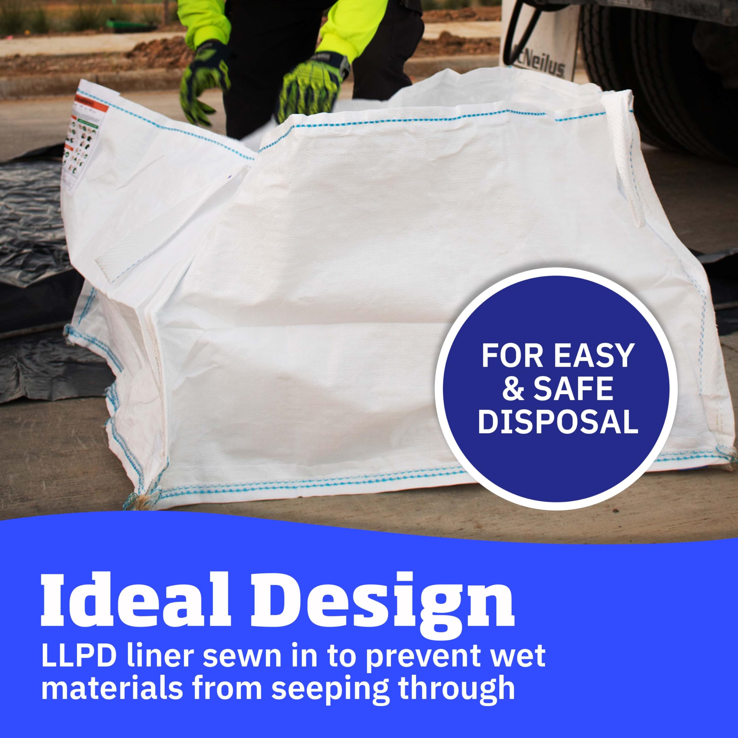 DURASACK 130 Gallon Heavy Duty Polypropylene Concrete Washout Bag with Plastic Liner - Open Top Flat Bottom Design for Construction Sites (Pack of 5) | Ideal for Concrete Waste Disposal, Job Site Cleanup & Environmental Compliance