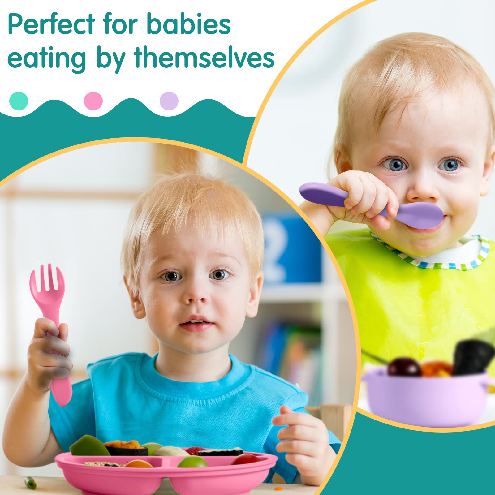 9-Piece Silicone Baby Feeding Set with Suction Plates, Bowls & Utensils - BPA-Free, Dishwasher & Microwave Safe for Toddlers (Vibrant Colors) - Perfect for Home, Travel & Daycare Use