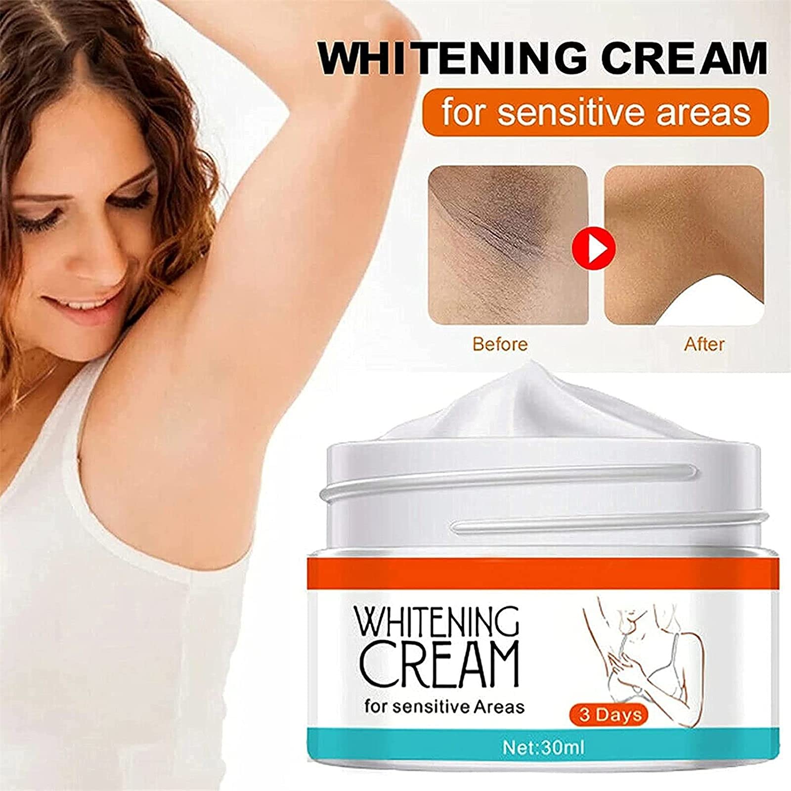 2 Pcs Whitening & Lightening Cream for Underarms, Knees, Elbows - Skin Brightening & Bleaching Treatment - Dark Spot Corrector for Smooth Even Tone - Perfect for Daily Body Care & Sensitive Areas