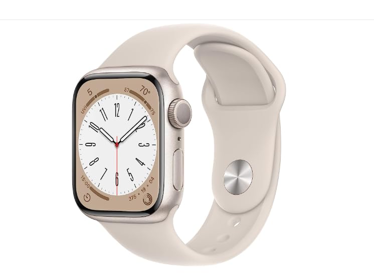 Apple Watch Series 8 (GPS, 41mm) Starlight Aluminum Case with Starlight Sport Band - Renewed Smartwatch for Fitness Tracking, Heart Rate Monitoring & Notifications | Perfect for Running, Swimming & Daily Wear