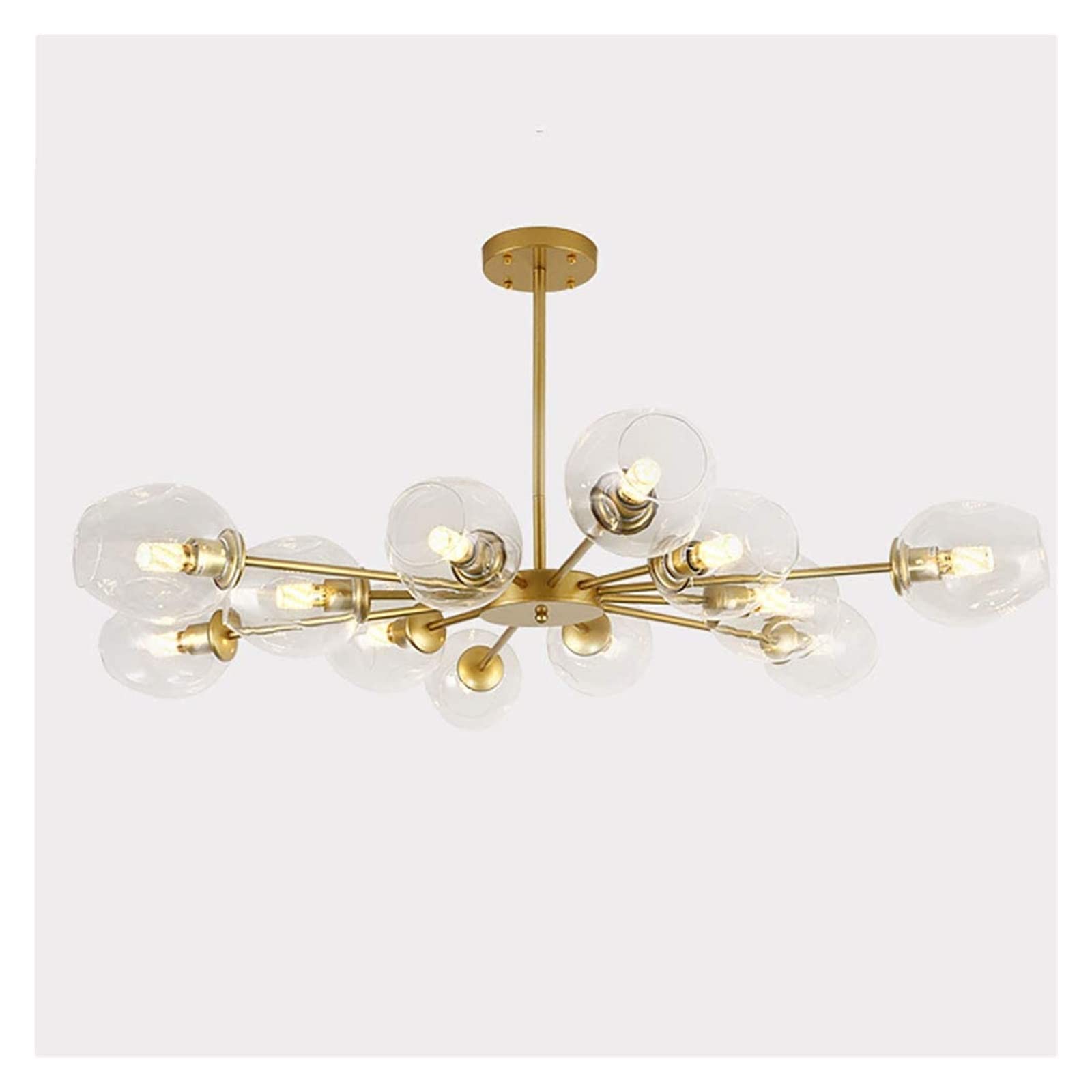 Modern Gold Black Branch Chandelier with Glass Lampshade - 6-Light Pendant Ceiling Light for Dining Room, Living Room, Bedroom - Elegant Home Decor Lighting Fixture for Wedding, Restaurant, Hotel (Golden Color)