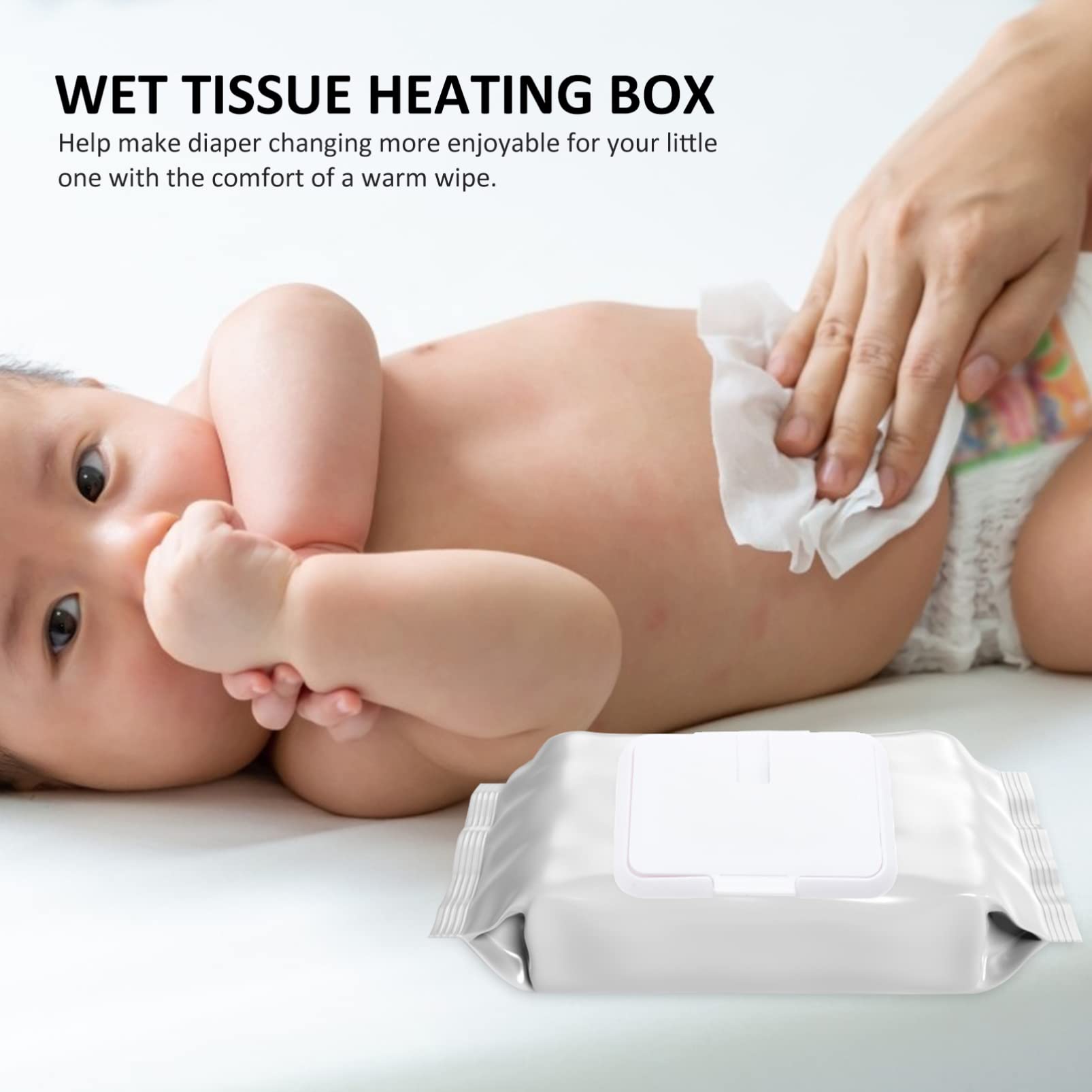 Vaguelly 4-Pack White Baby Wipes Warmer with Heater & Diaper Dispenser - Soft Abs Material for Gentle Skin Care - Perfect for Nursery, Diaper Changing Station & On-the-Go Use