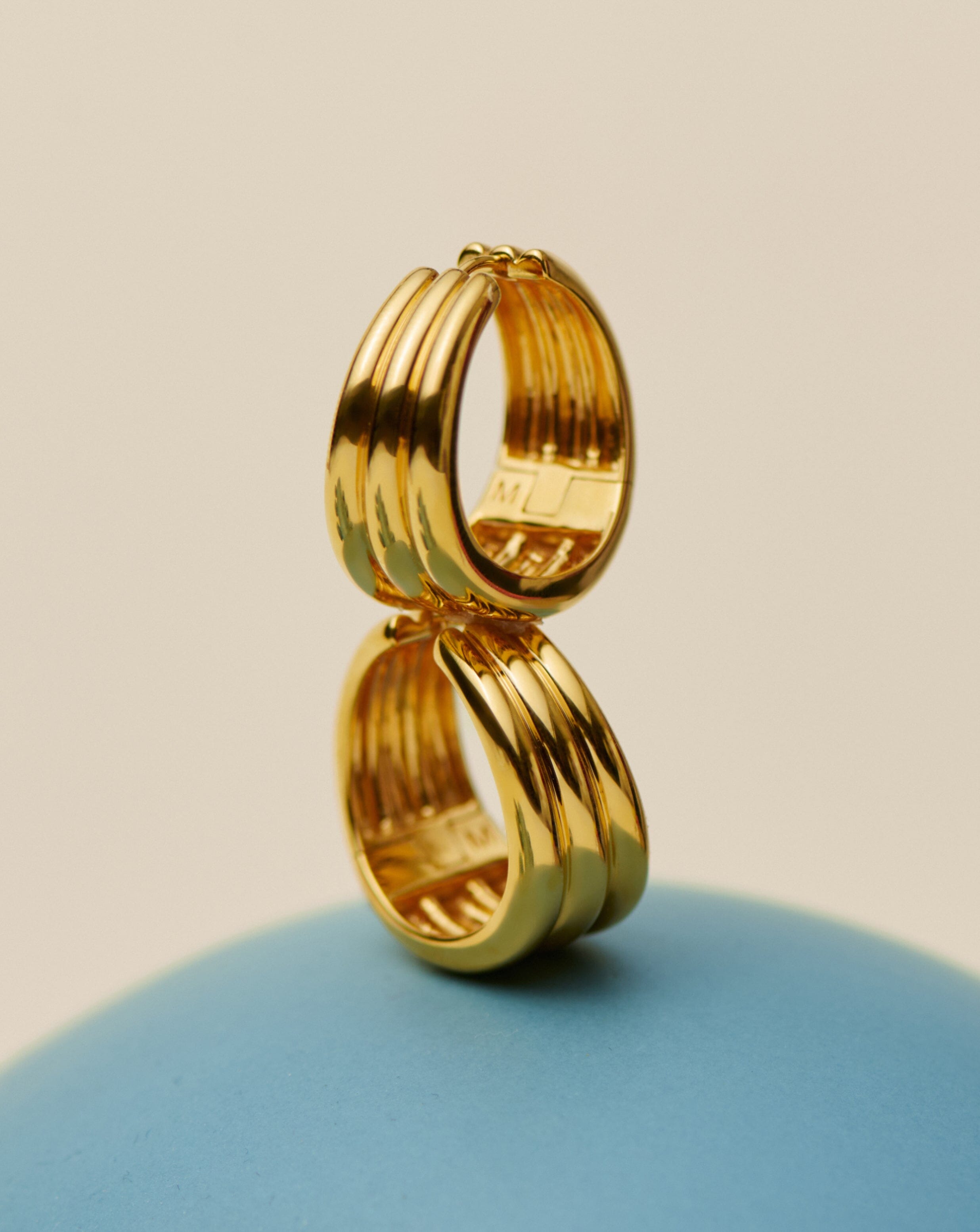 Savi Triple Ridge Hoop Earrings - 18k Gold Vermeil Dangle Earrings for Women | Elegant Everyday Jewelry, Perfect for Work, Date Night & Special Occasions